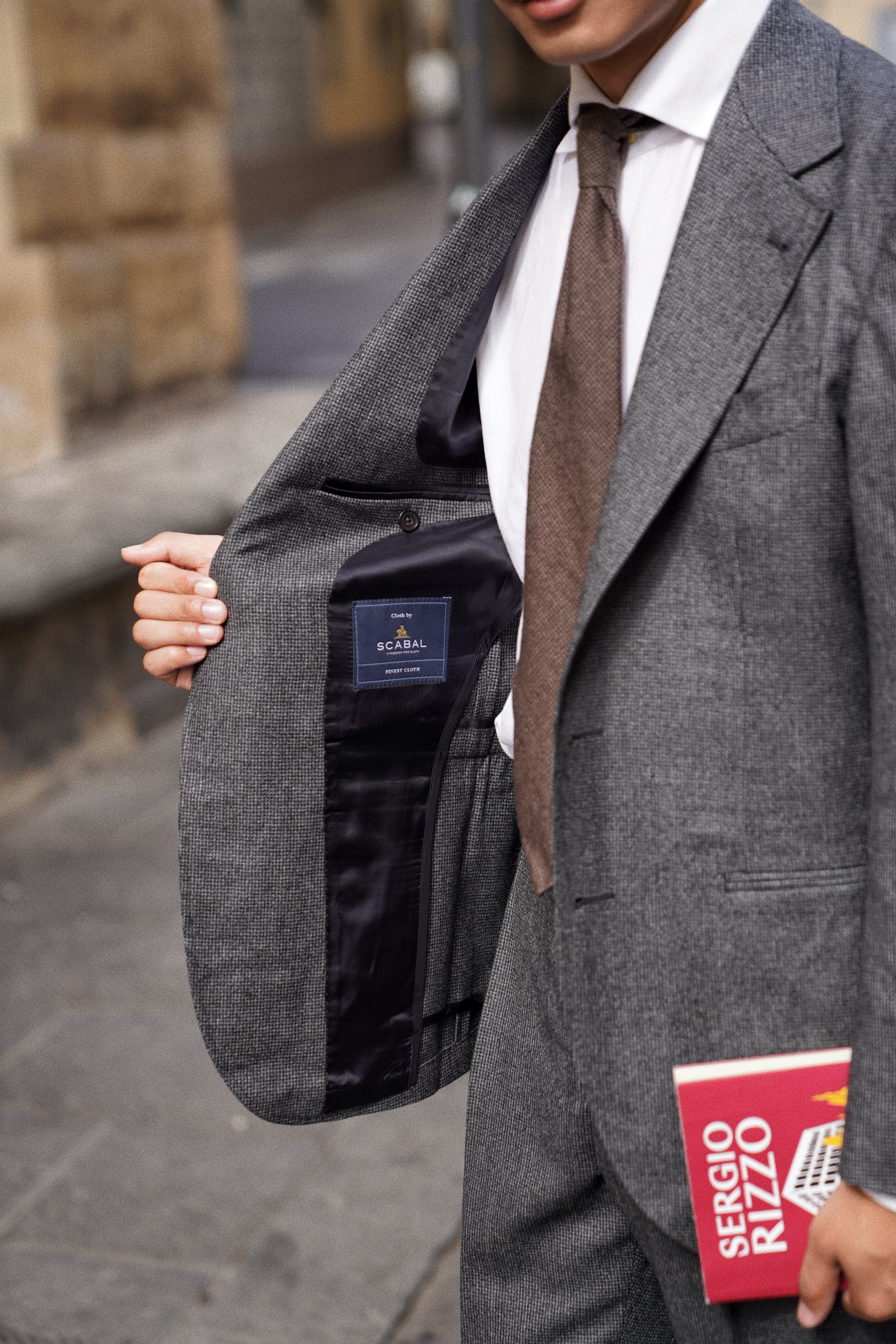 MTO Dark Grey Houndstooth 130s Flannel Suit #505