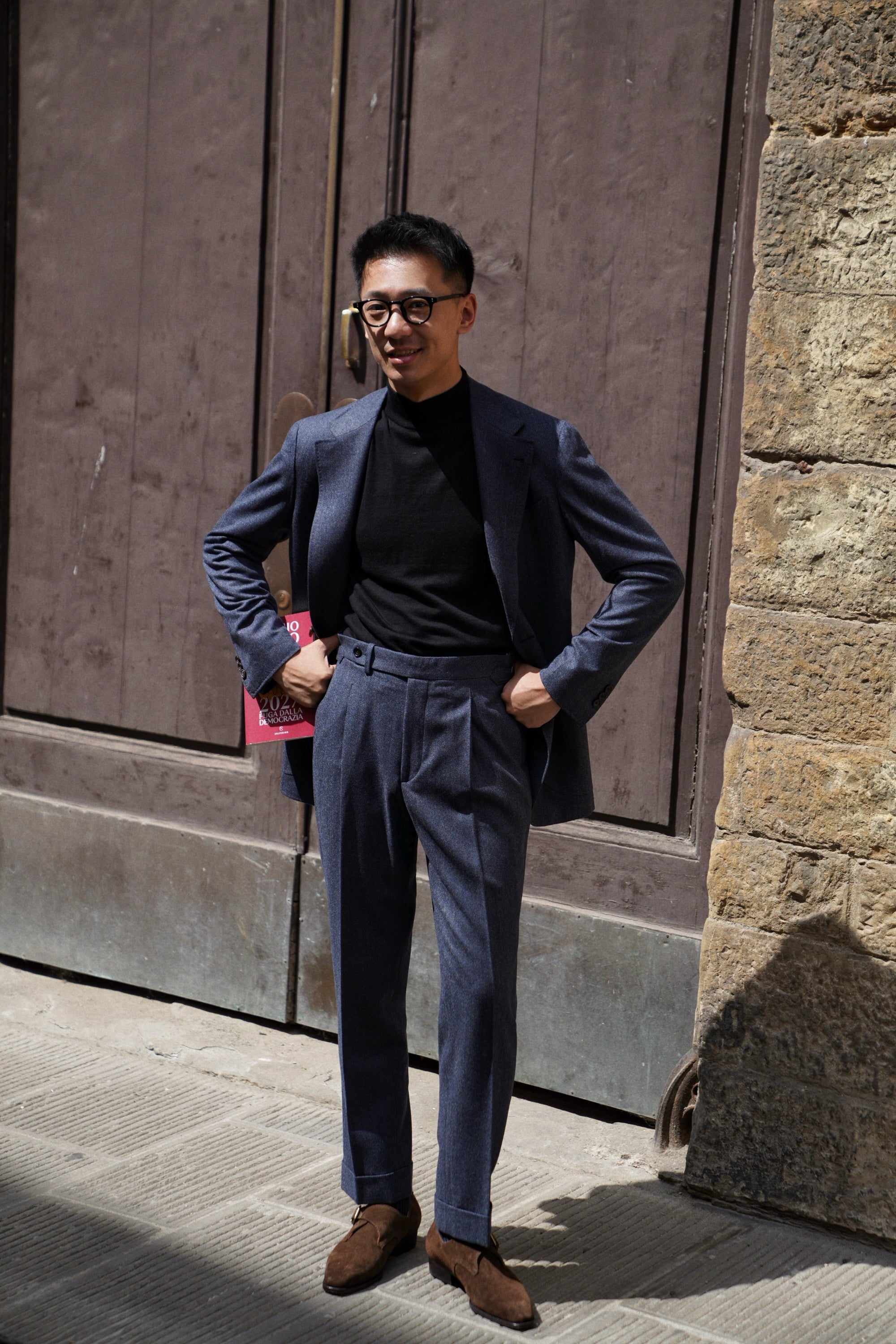 MTO Steel Blue 120s Worsted Flannel Suit #509