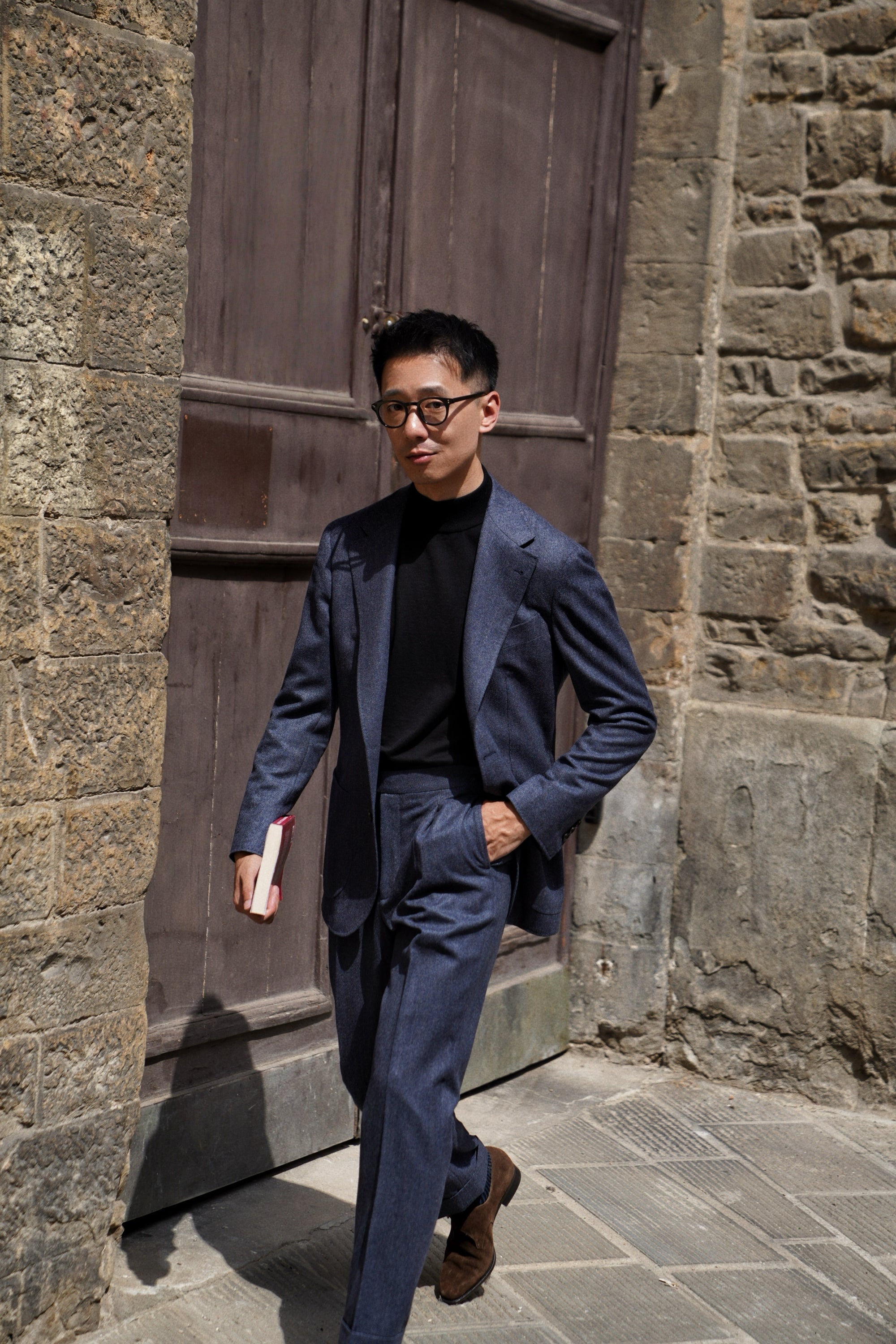MTO Steel Blue 120s Worsted Flannel Suit #509