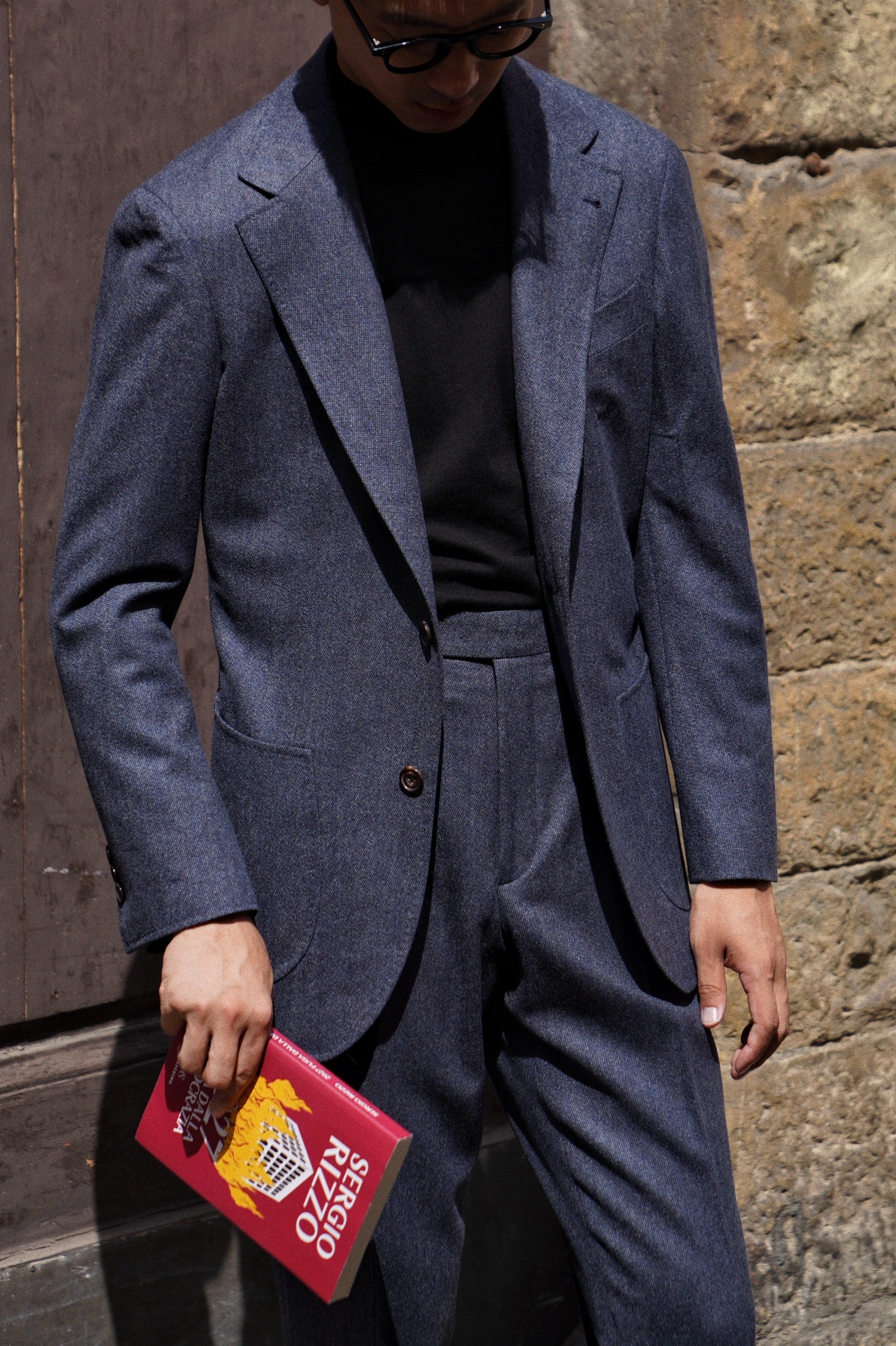 MTO Steel Blue 120s Worsted Flannel Suit #509
