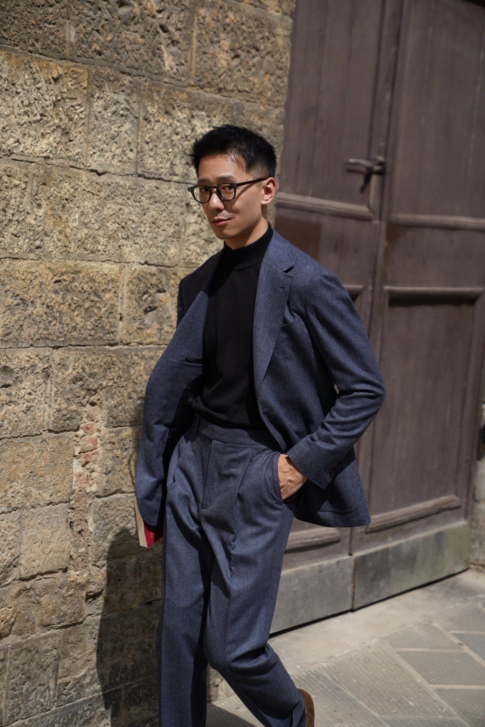 MTO Steel Blue 120s Worsted Flannel Suit #509