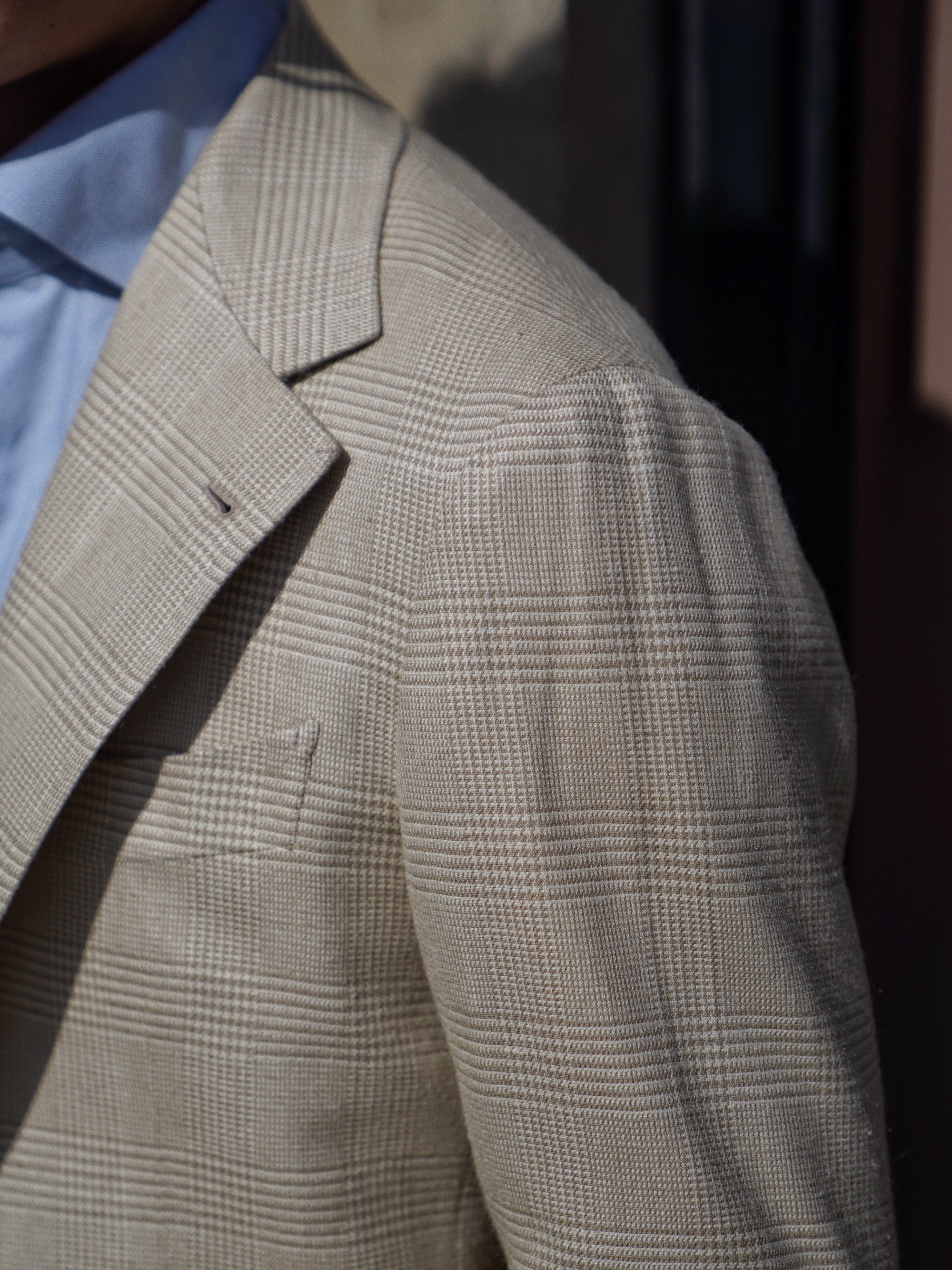 Light Camel Glen Check Silk Jacket #936