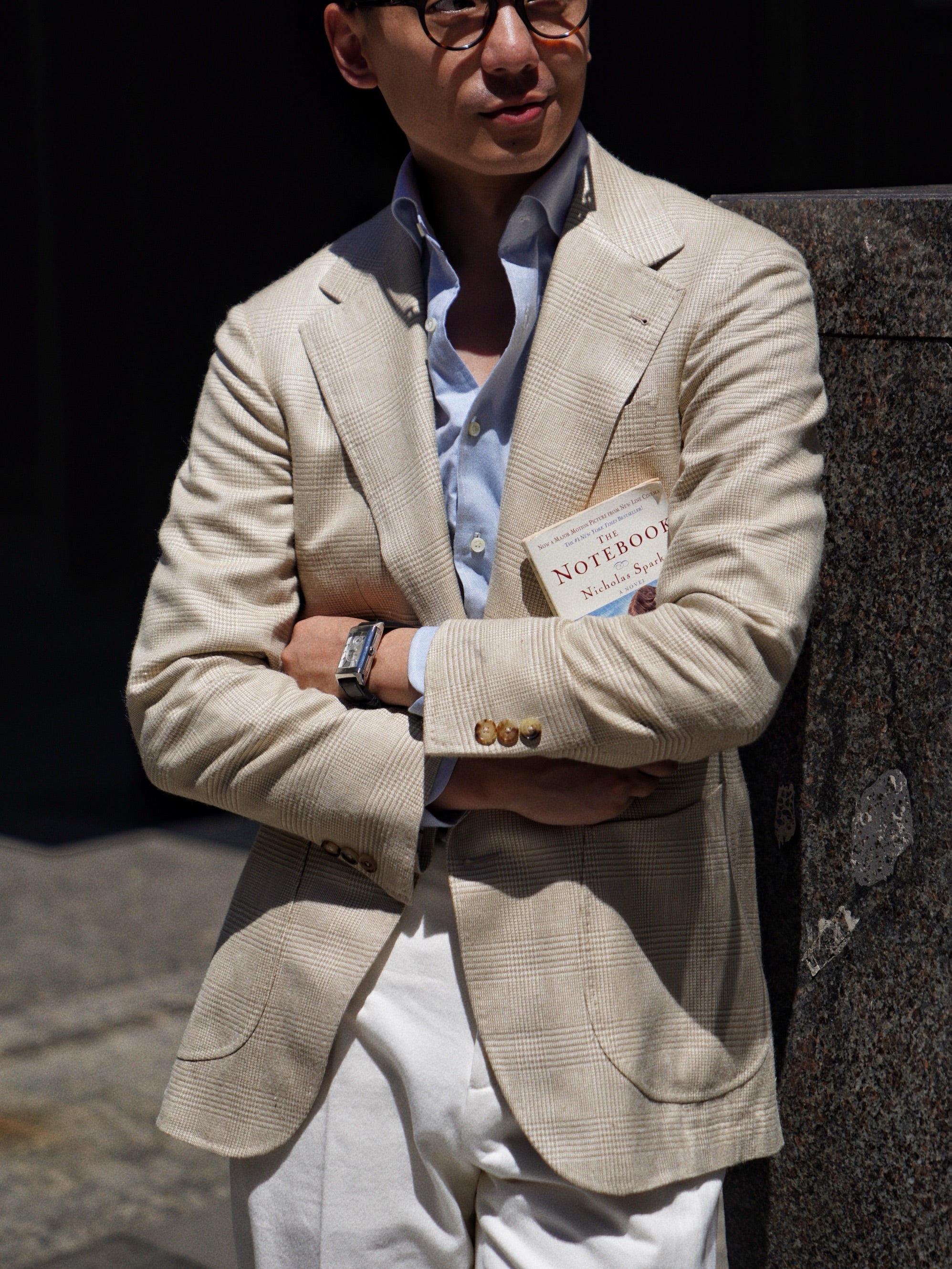 Light Camel Glen Check Silk Jacket #936