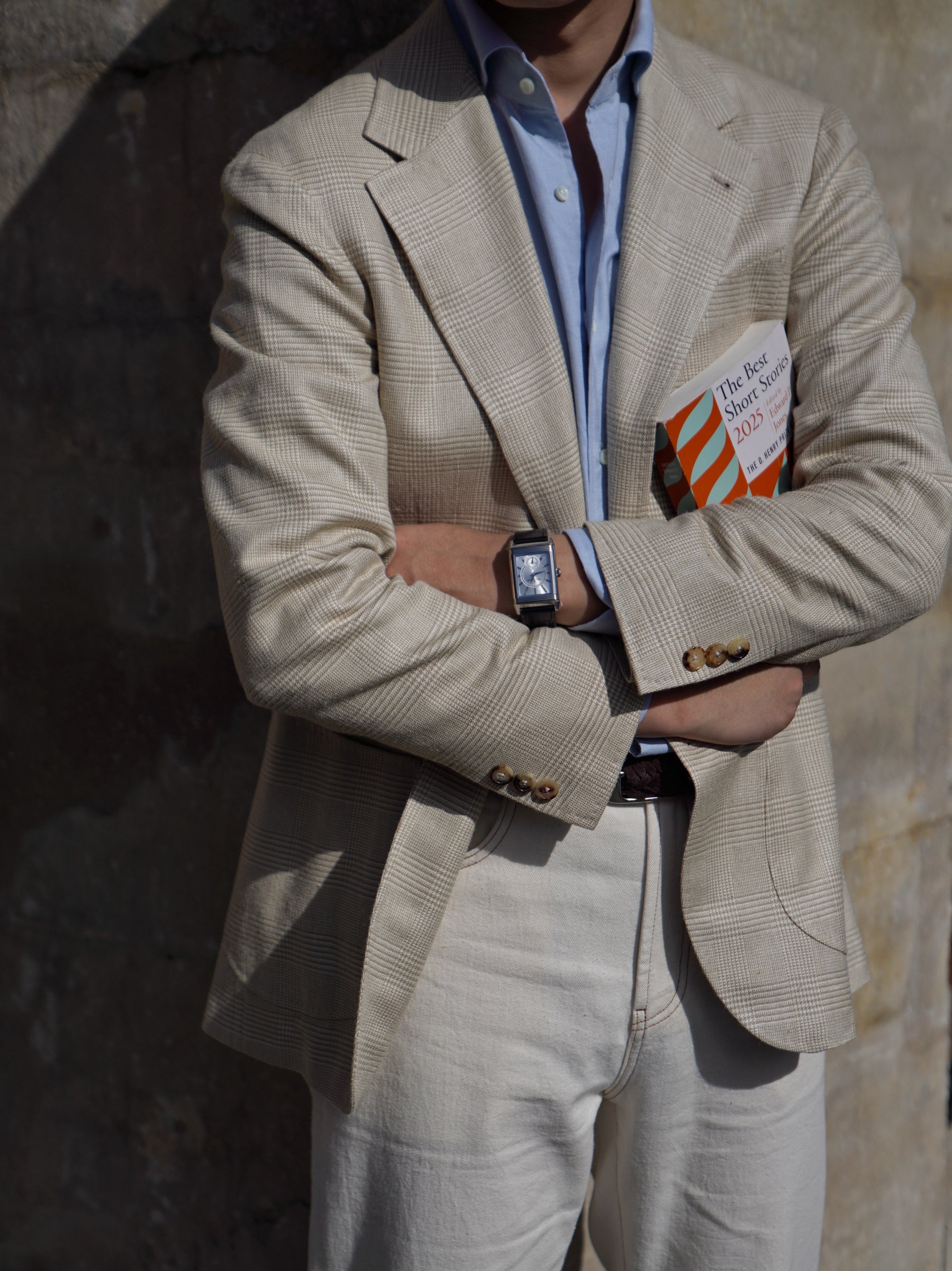 Light Camel Glen Check Silk Jacket #936