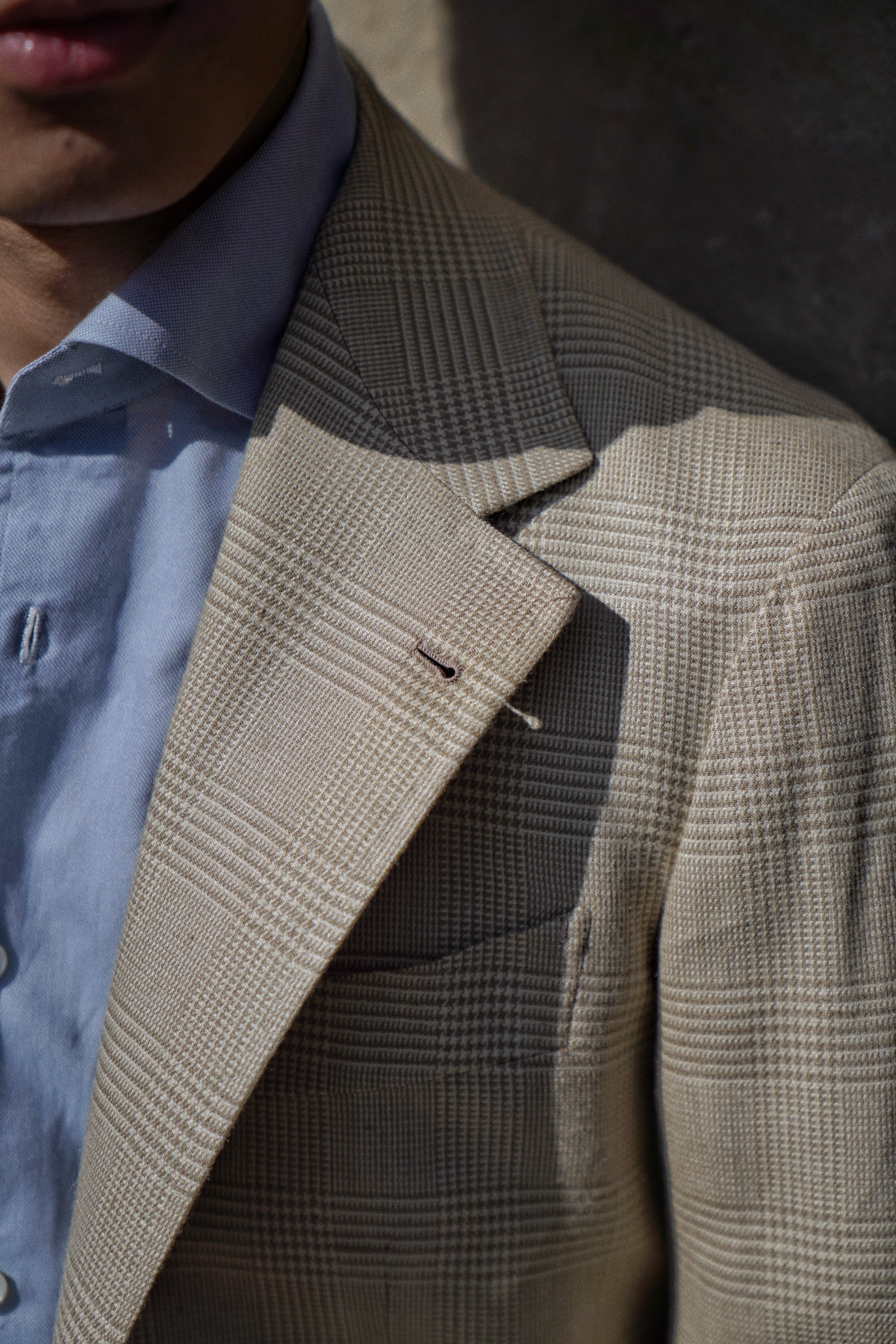 Light Camel Glen Check Silk Jacket #936