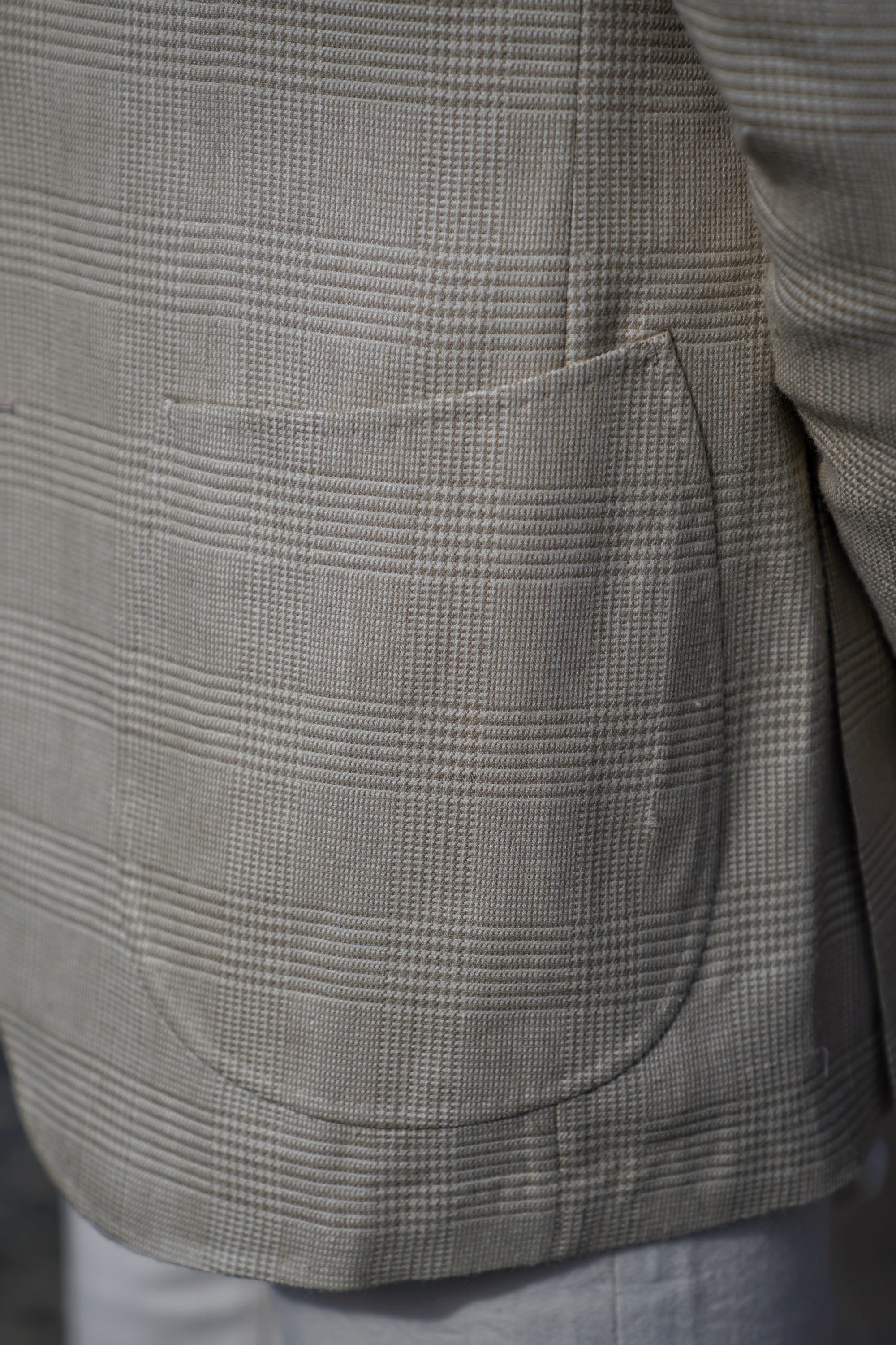 Light Camel Glen Check Silk Jacket #936