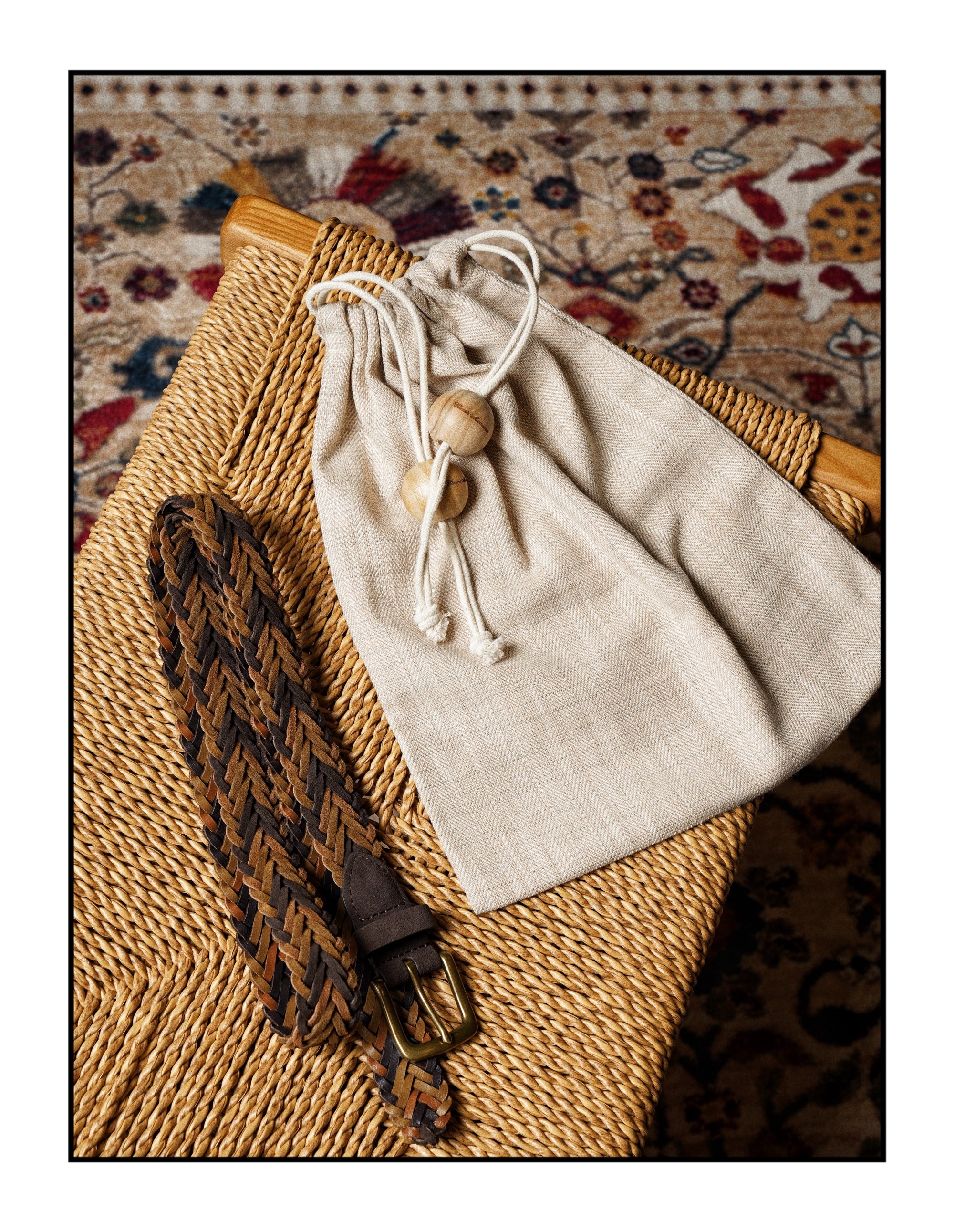 Brown Knitted Calf Suede Belt