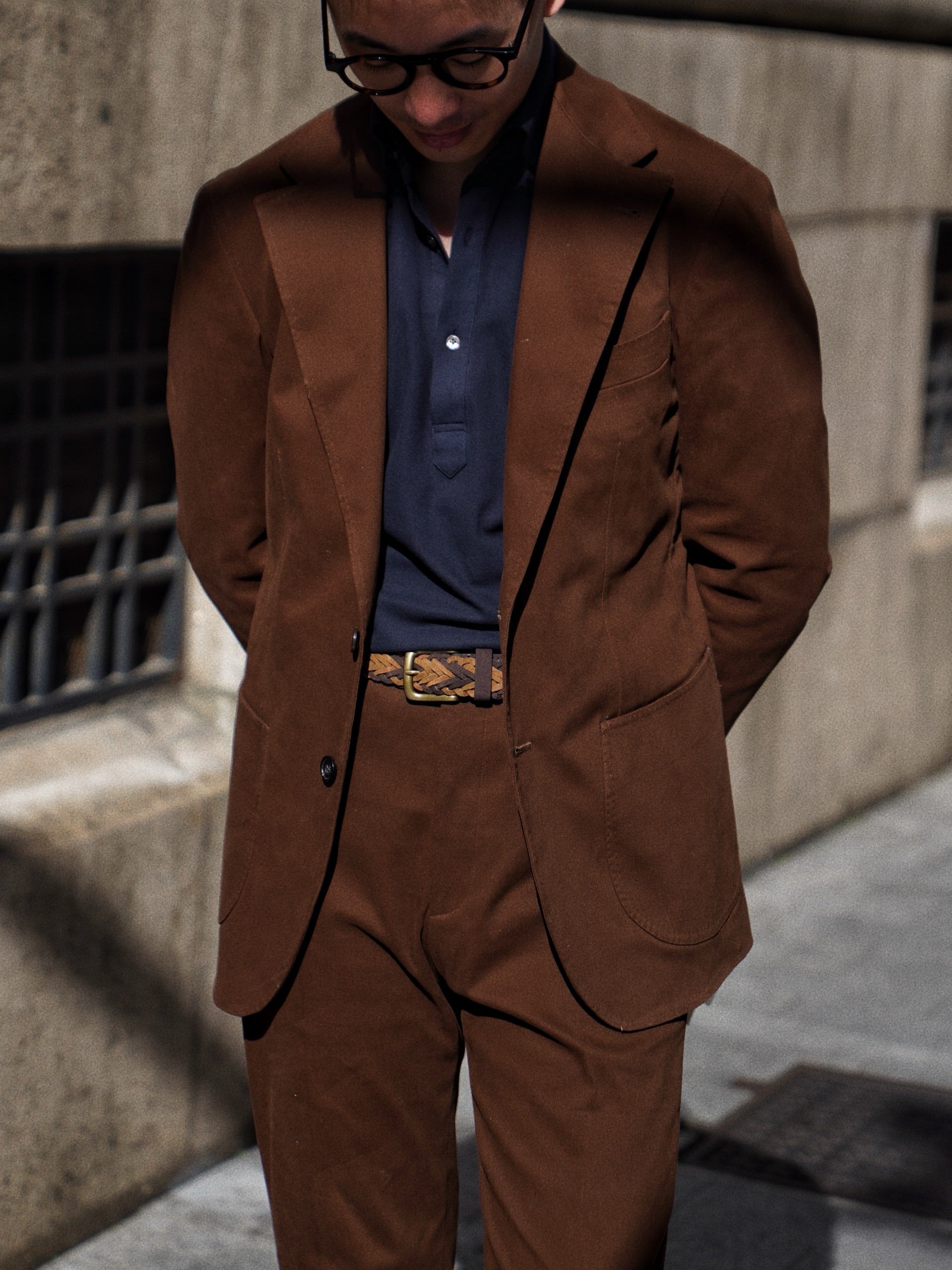 Brown Knitted Calf Suede Belt