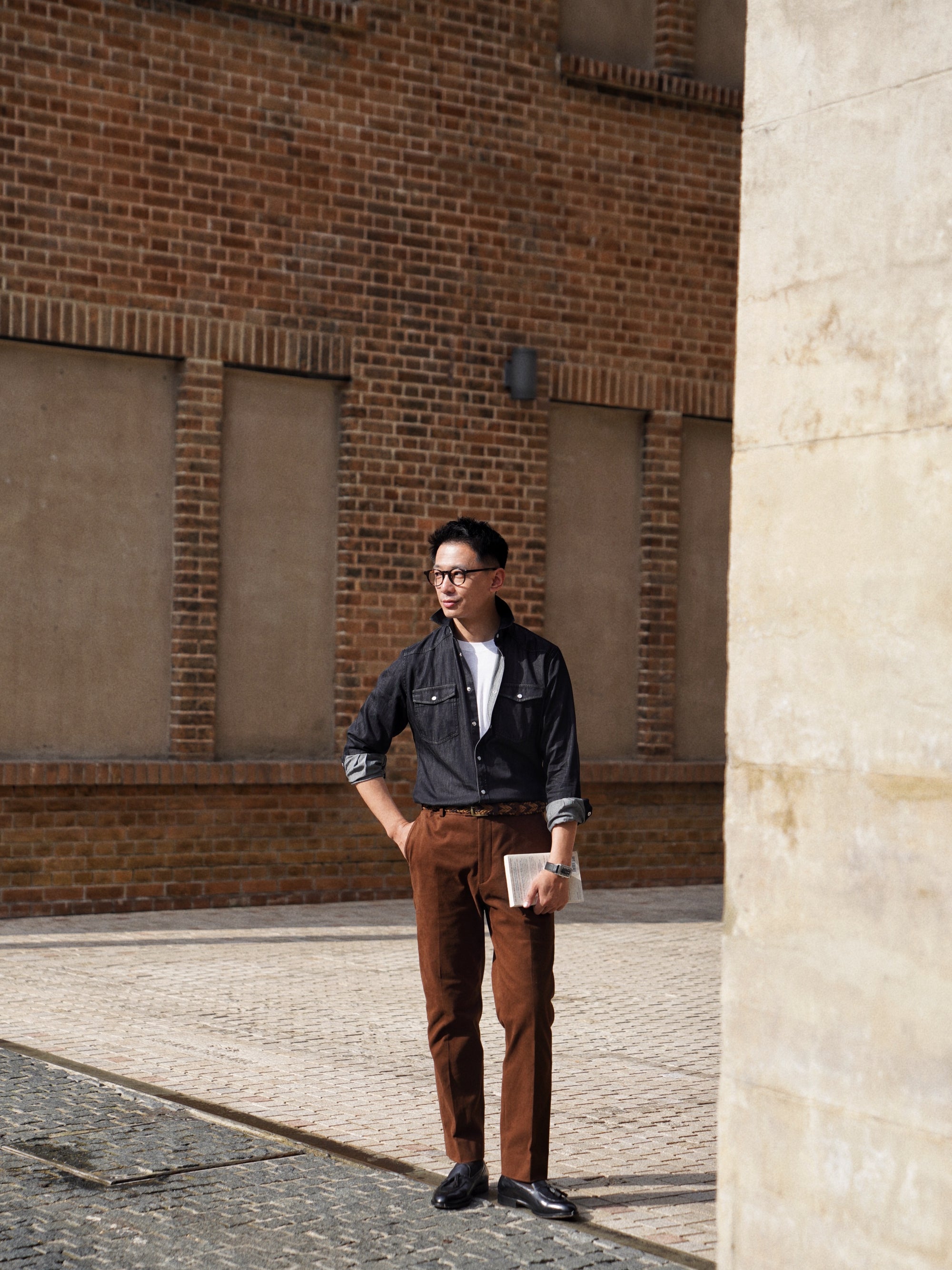 Brown Knitted Calf Suede Belt