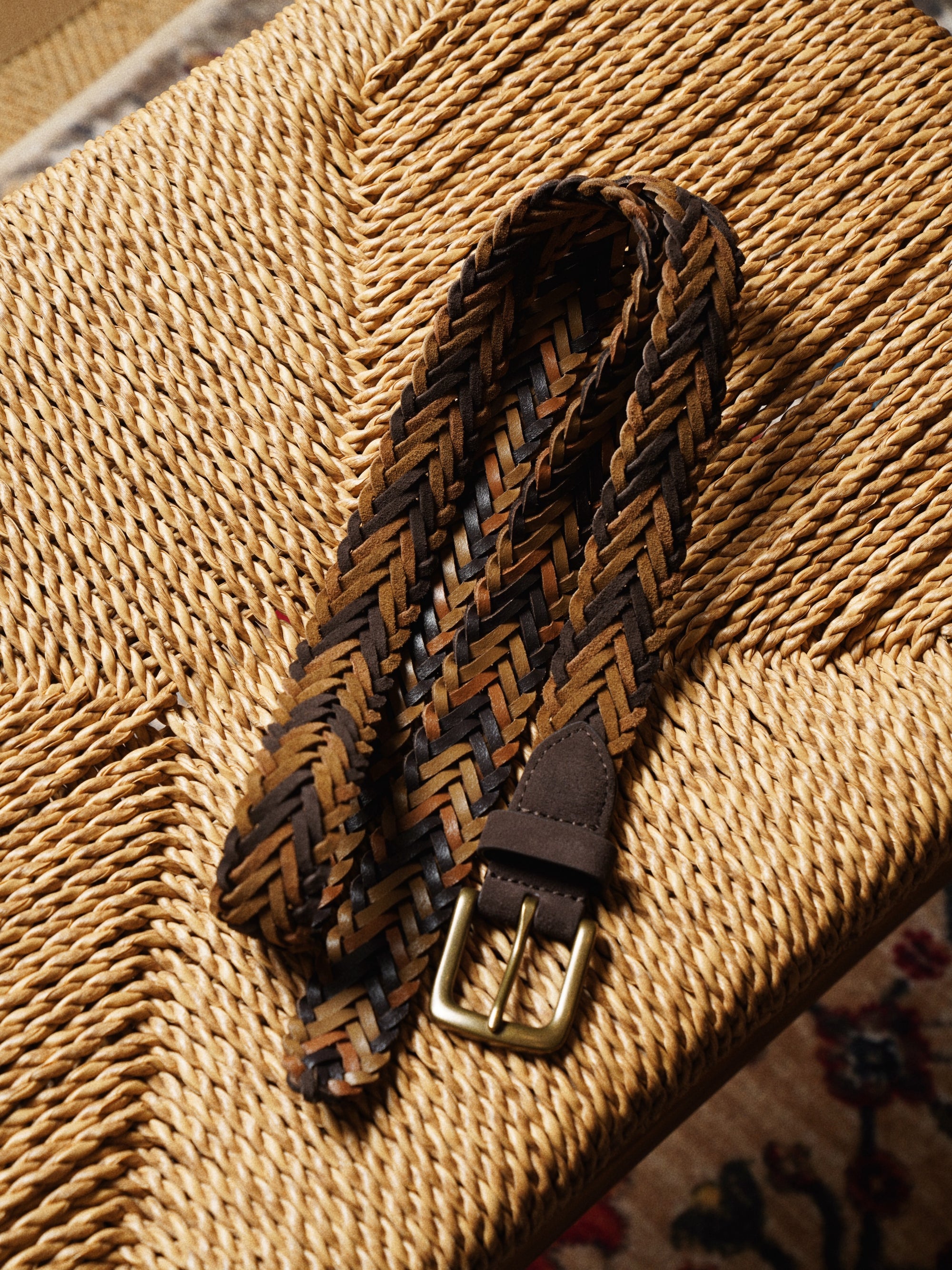 Brown Knitted Calf Suede Belt