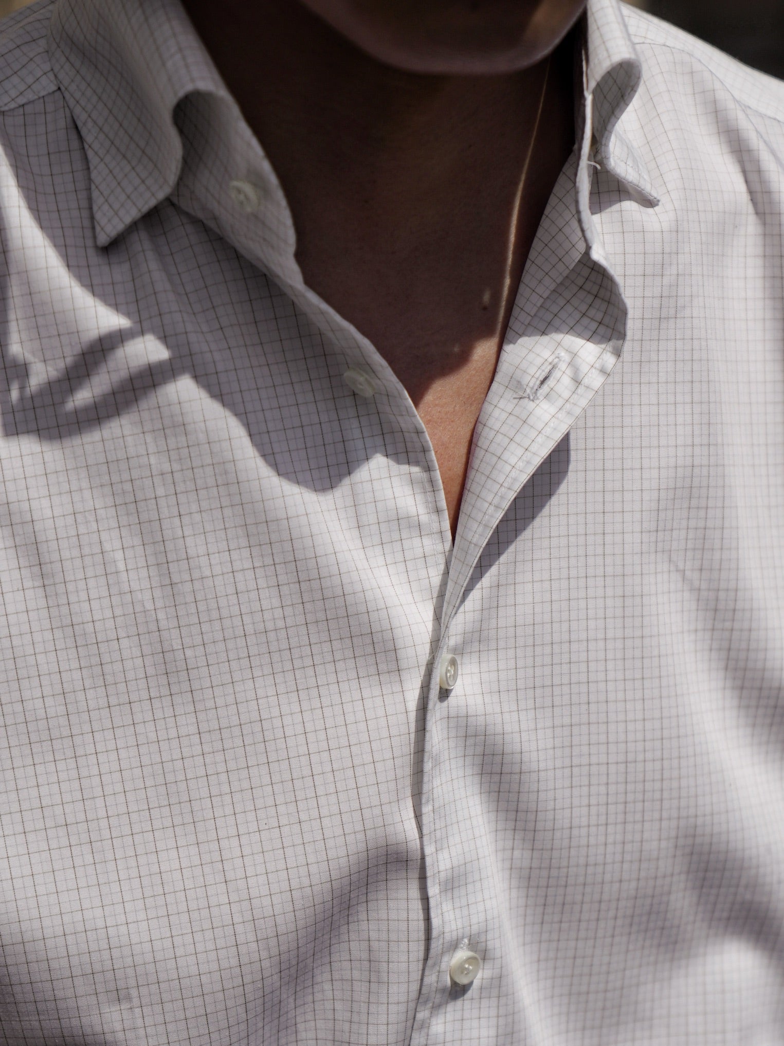 Khaki Stripe/Small Windowpane Cotton Shirt