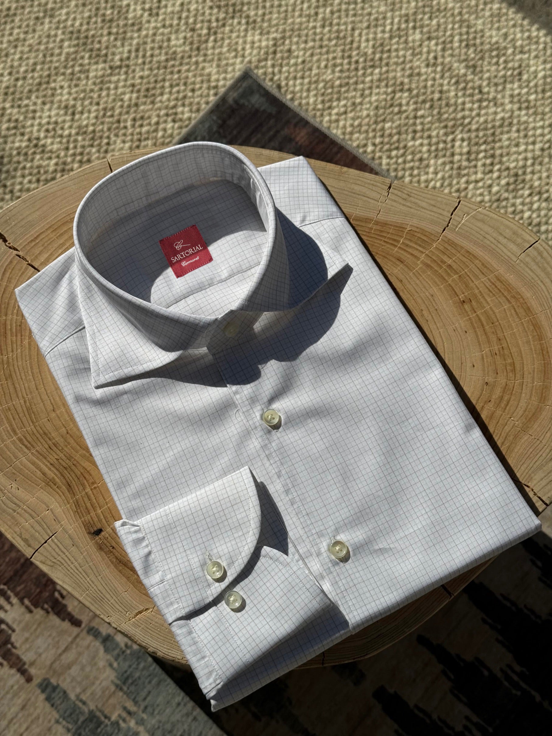 Khaki Stripe/Small Windowpane Cotton Shirt