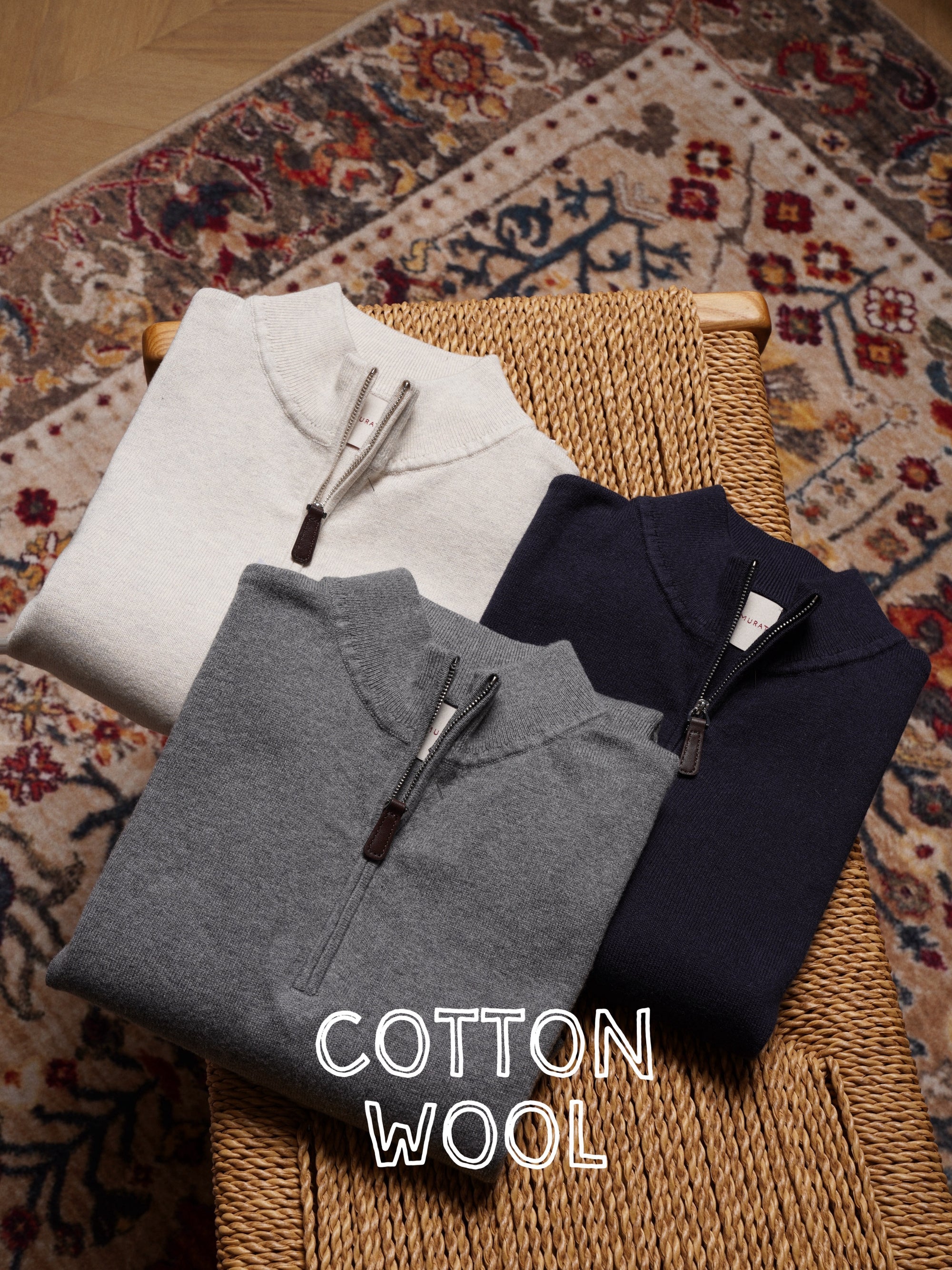 Cotton Wool Blending Half Zip Jumper