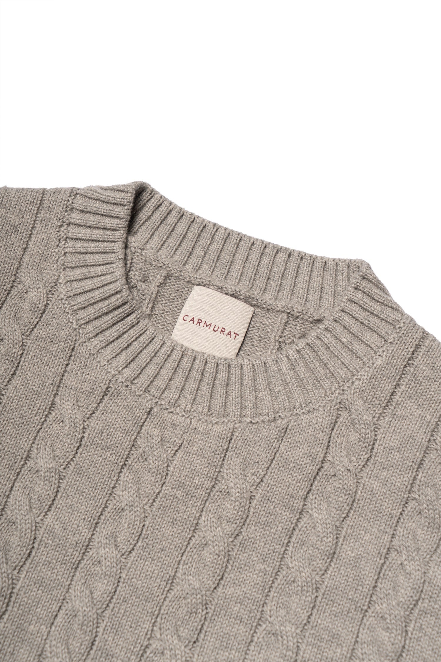 Ivory / Navy / Grey Crew Neck Cable Knit Jumper