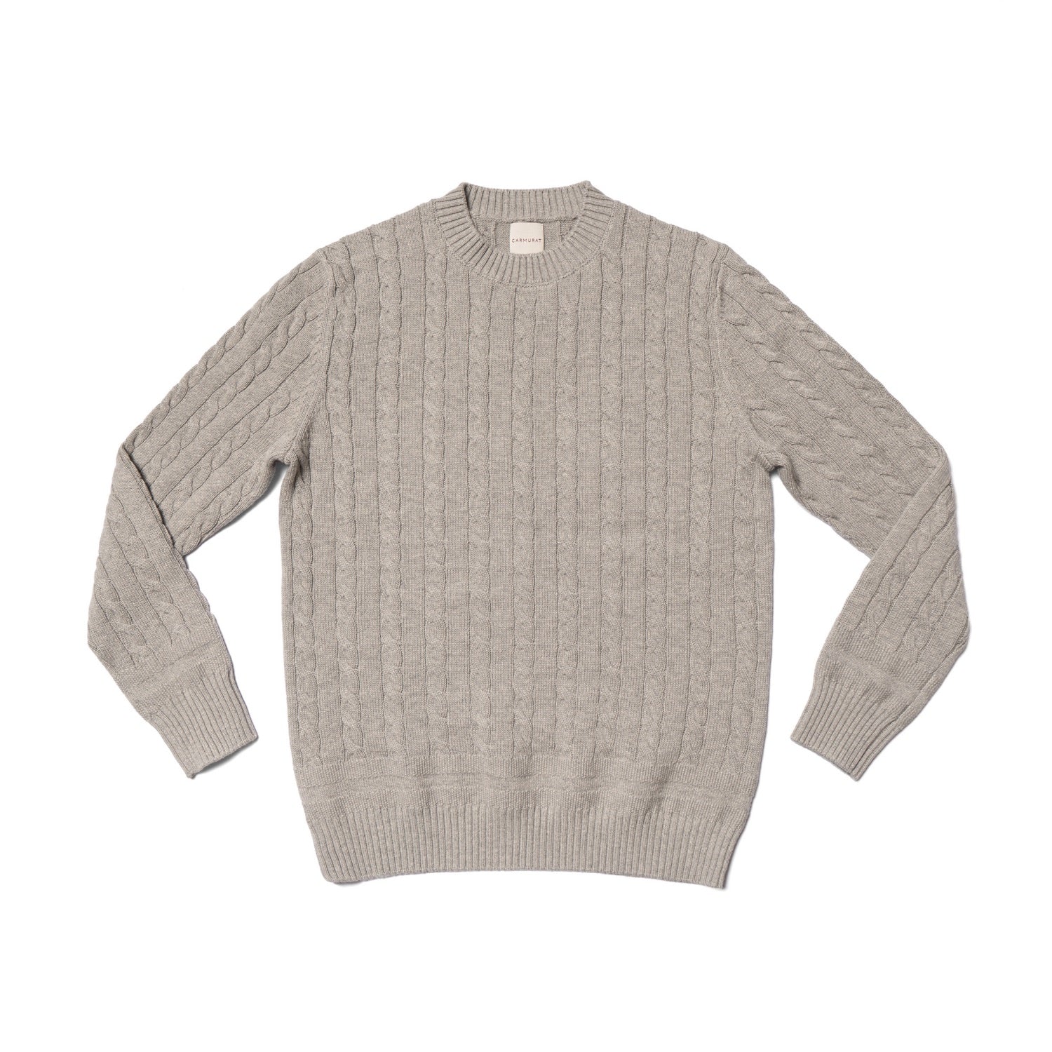 Ivory / Navy / Grey Crew Neck Cable Knit Jumper