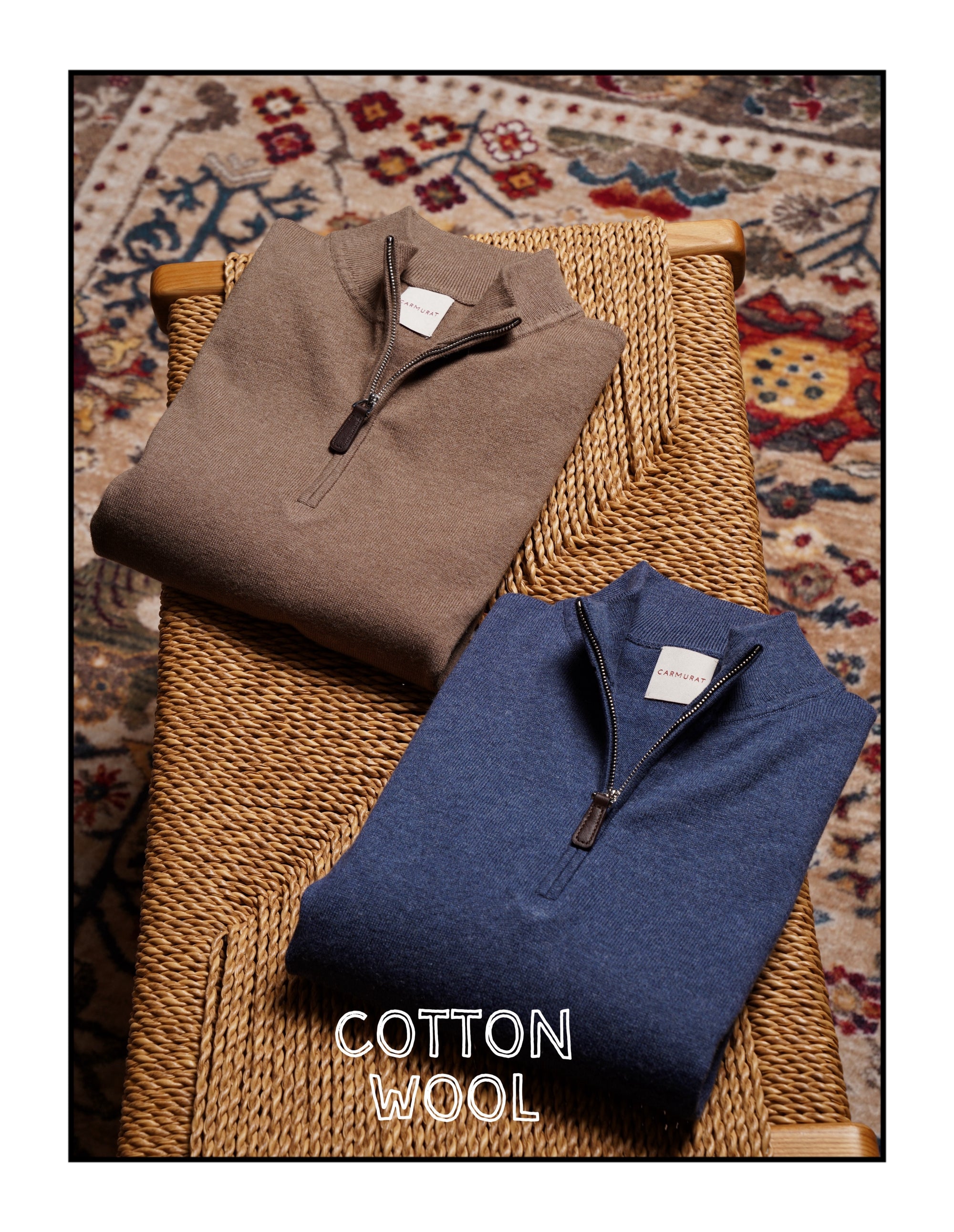 Cotton Wool Blending Half Zip Jumper