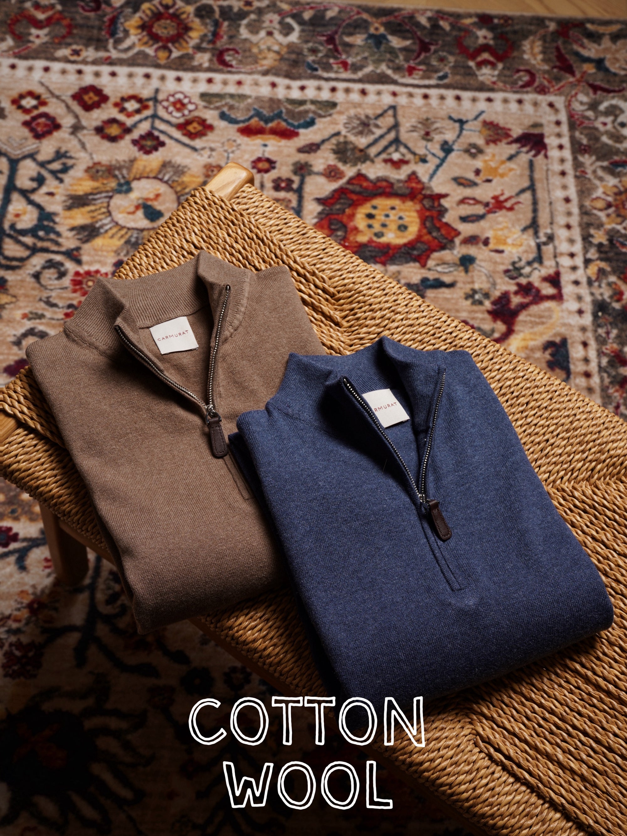 Cotton Wool Blending Half Zip Jumper