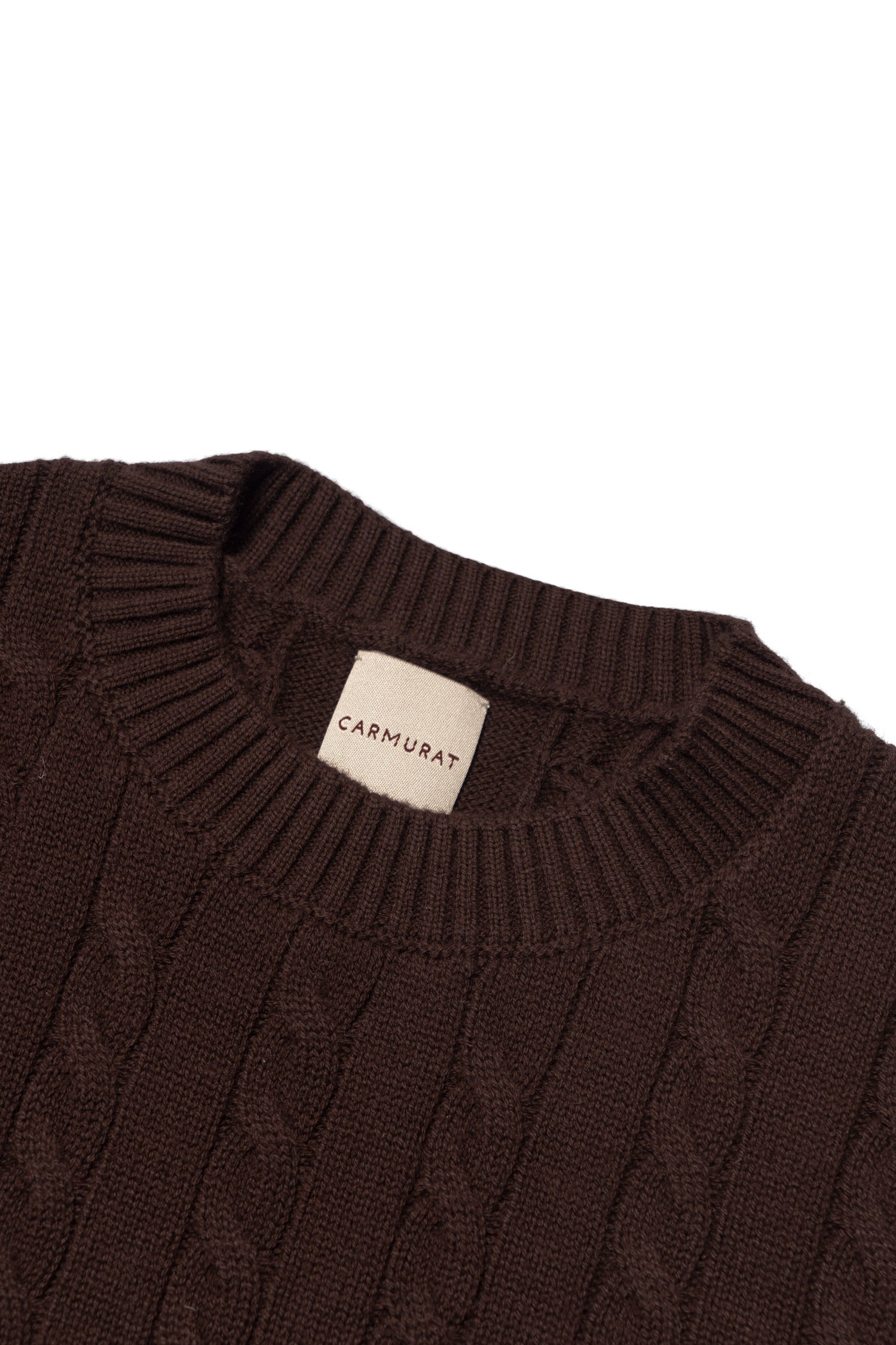 Burgundy / Forest Crew Neck Cable Knit Jumper