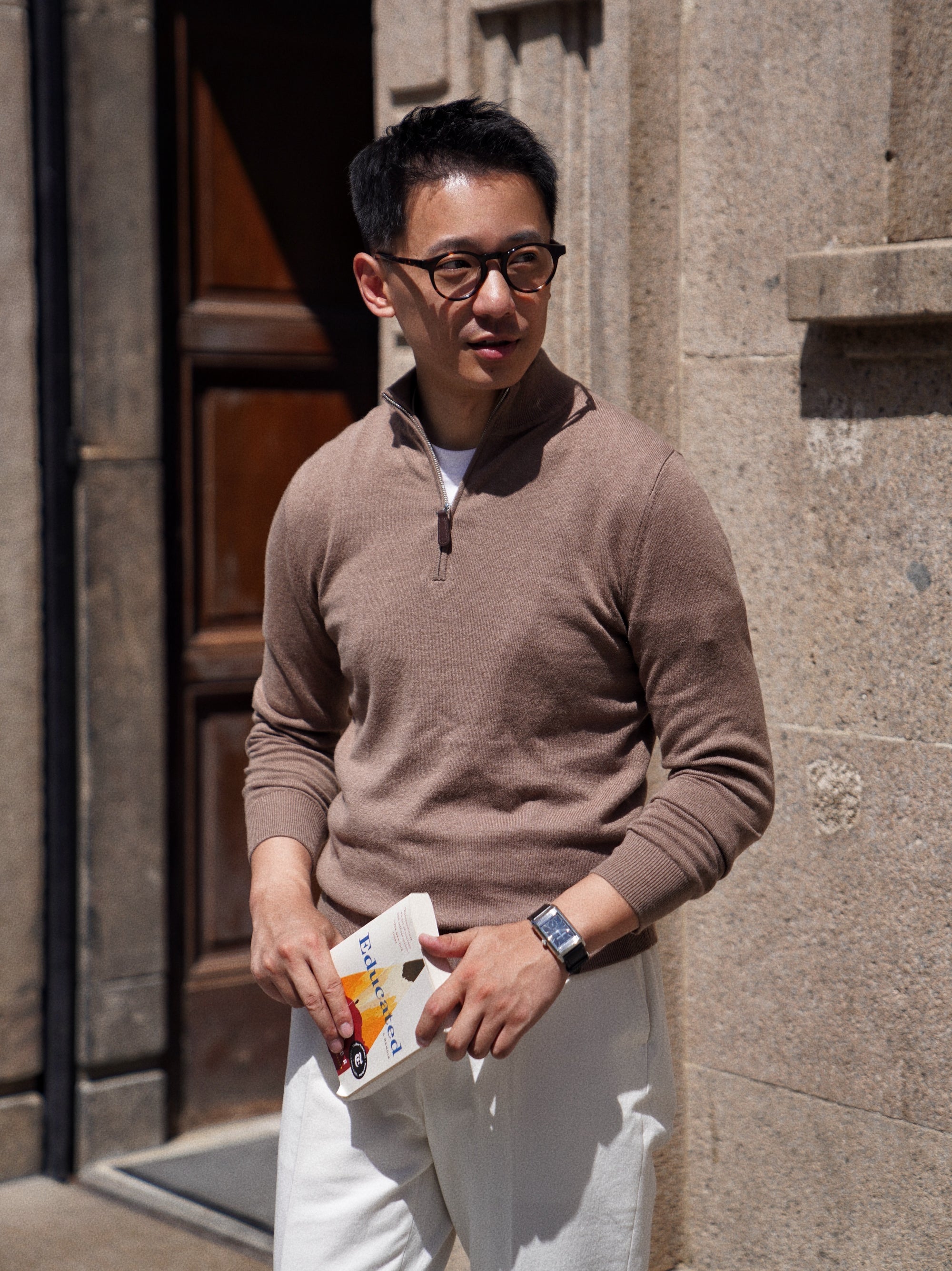 Cotton Wool Blending Half Zip Jumper