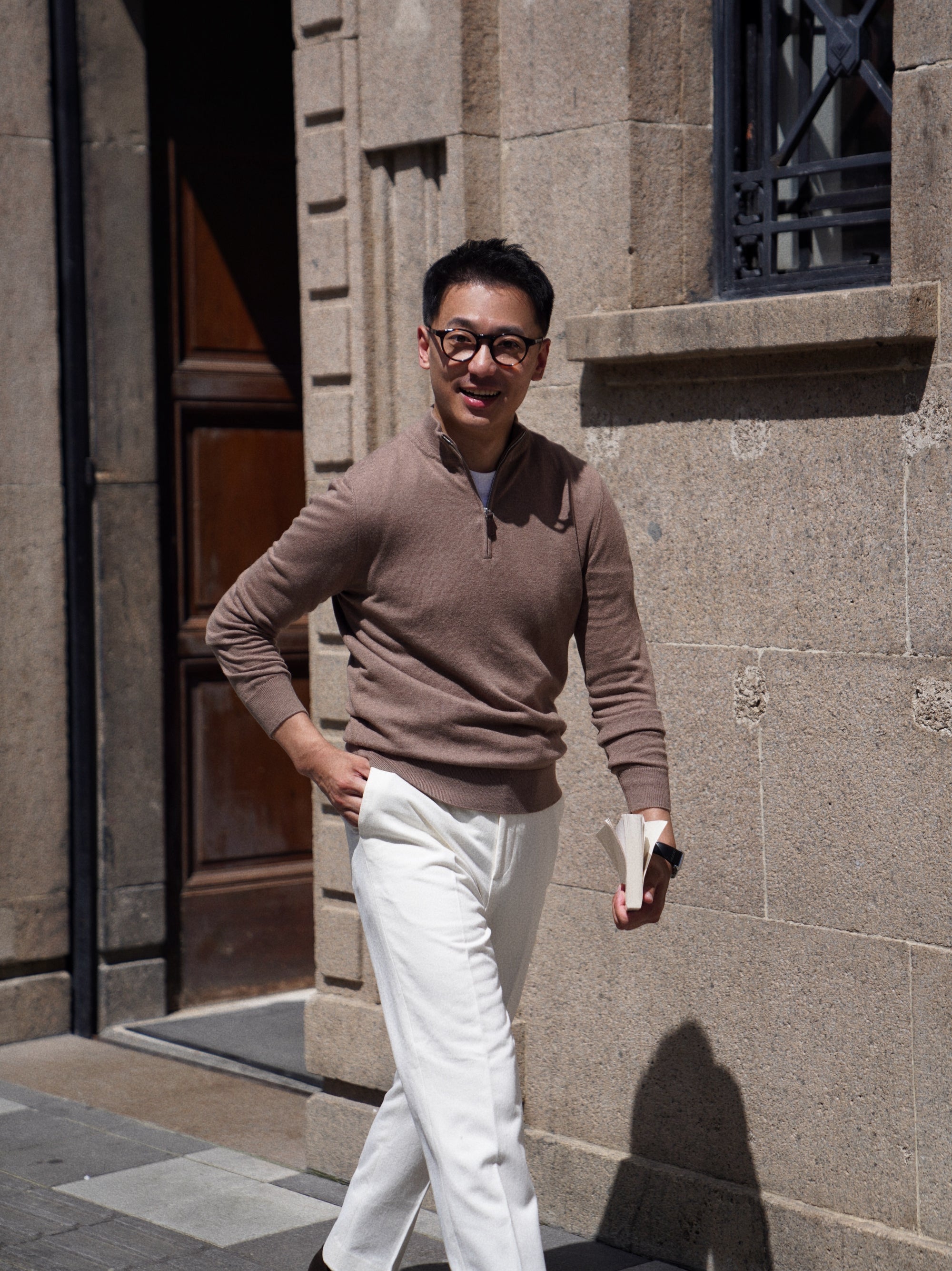 Cotton Wool Blending Half Zip Jumper