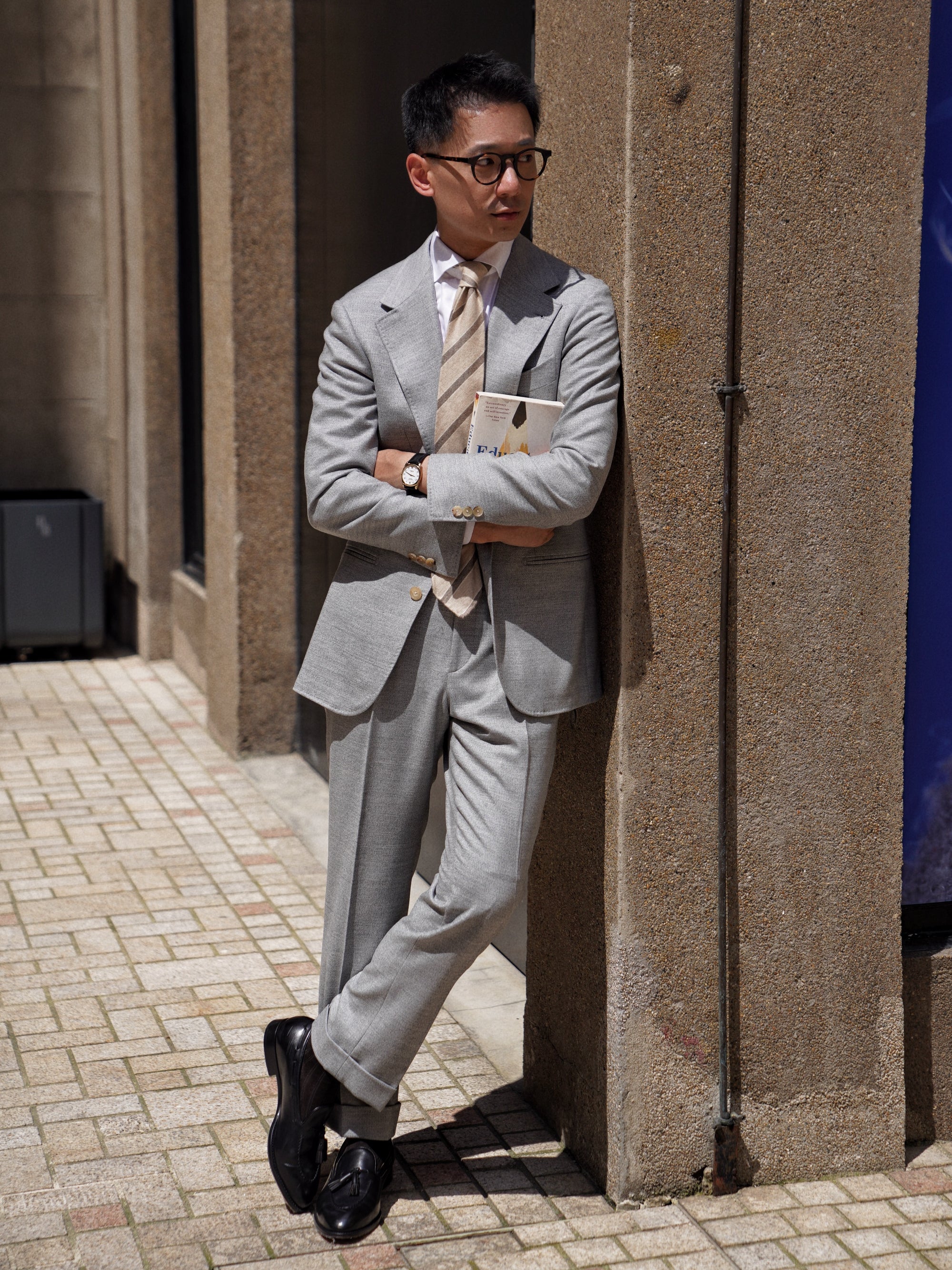 Melange Grey 120s Flannel Suit #899