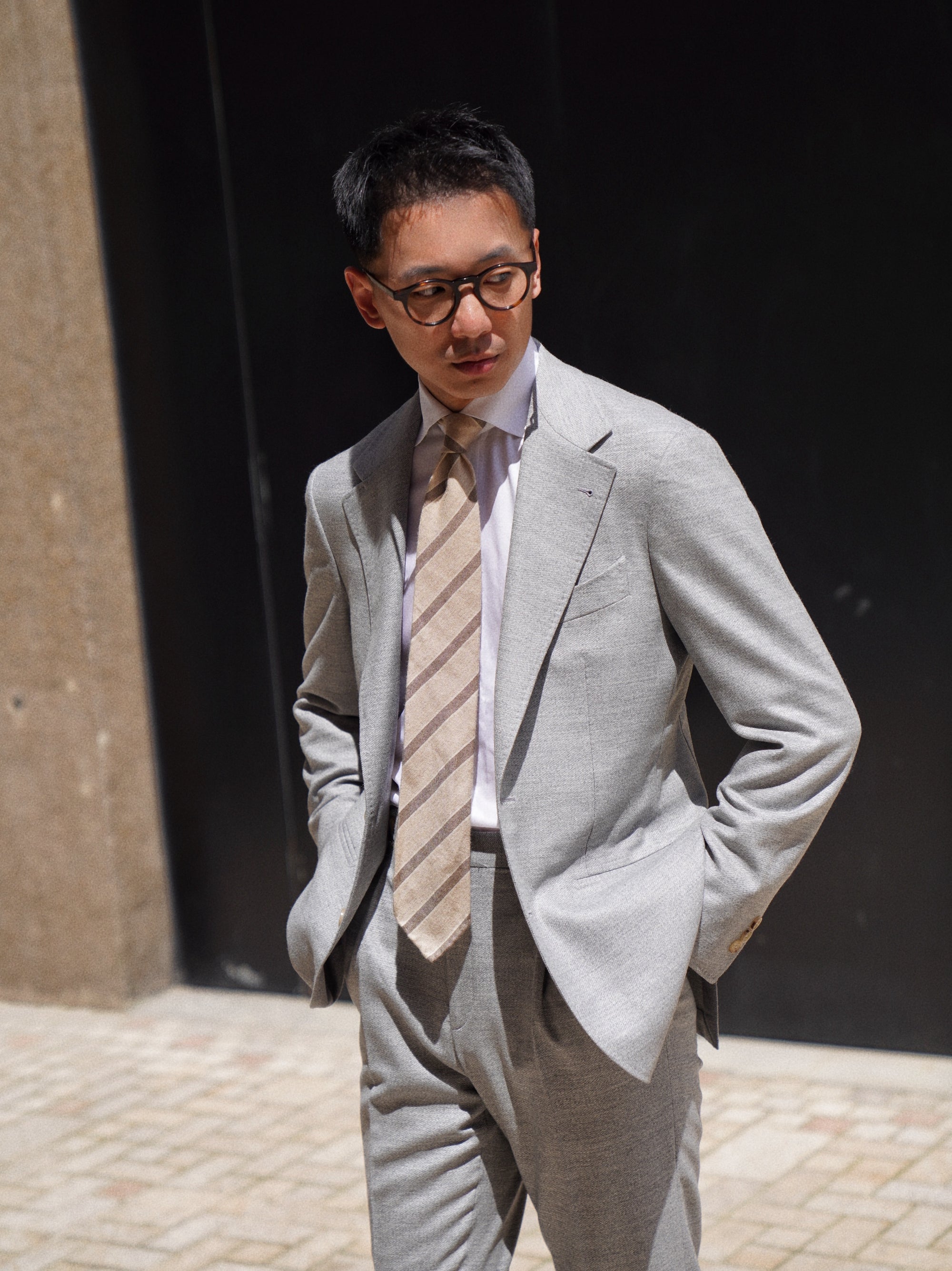 Melange Grey 120s Flannel Suit #899