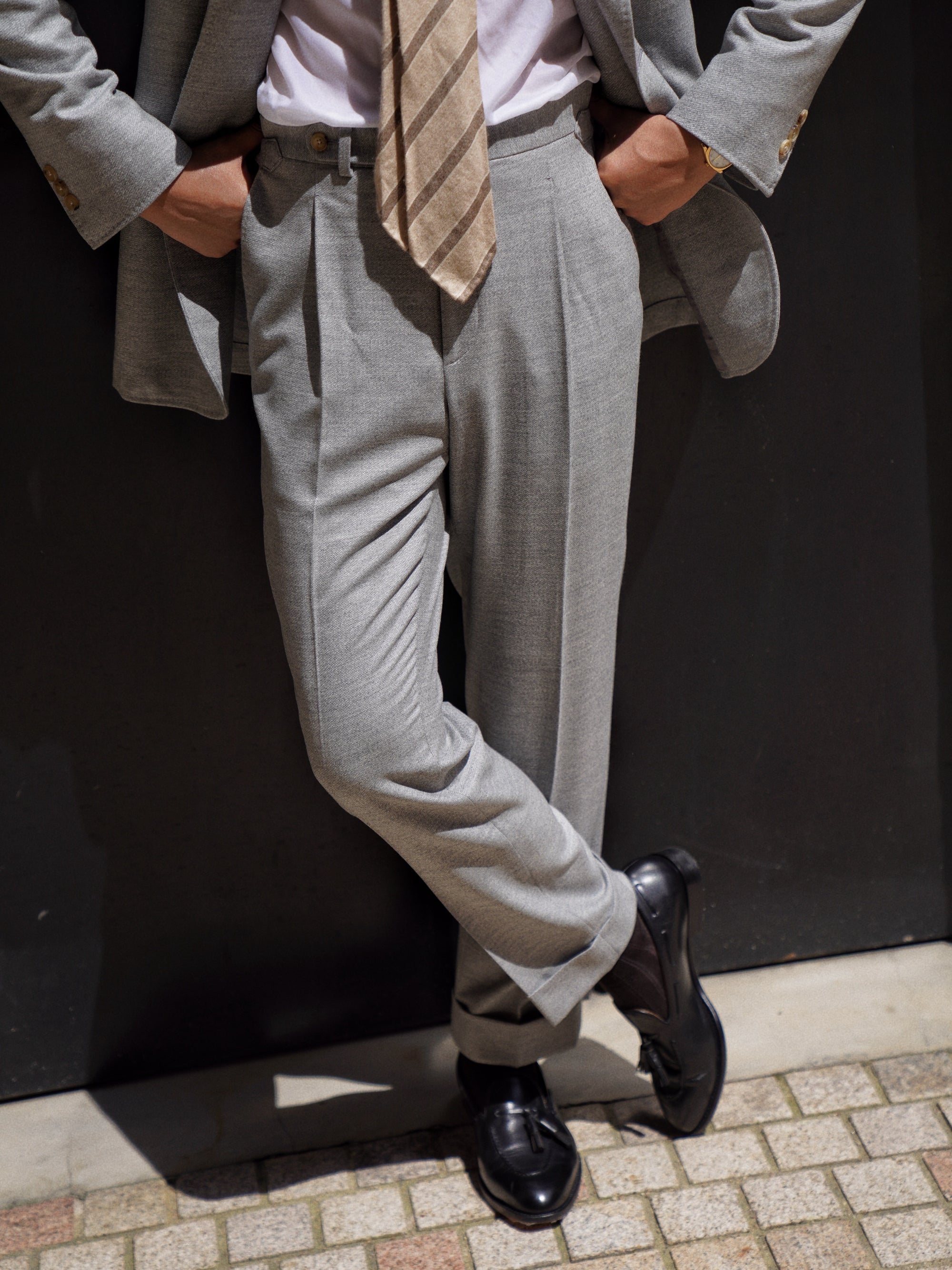 Melange Grey 120s Flannel Suit #899