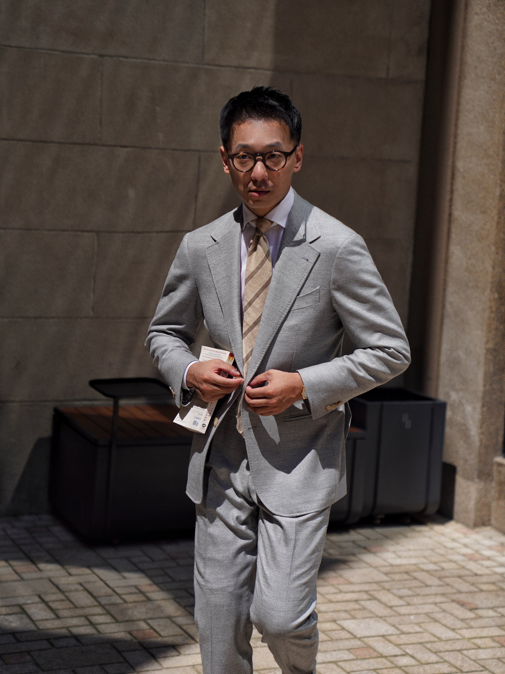 Melange Grey 120s Flannel Suit #899