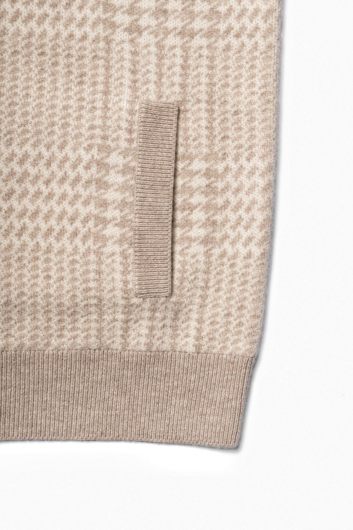 Camel Glen Check 17 Micron Wool Zip Cardigan