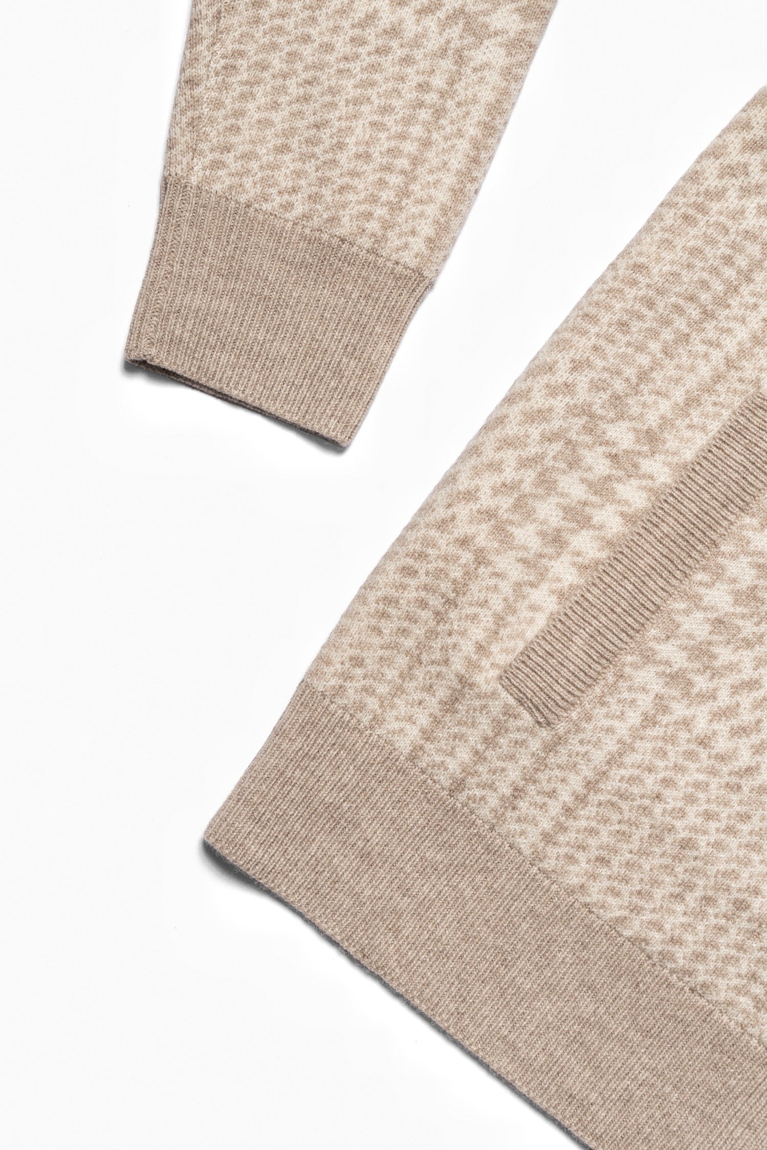 Camel Glen Check 17 Micron Wool Zip Cardigan