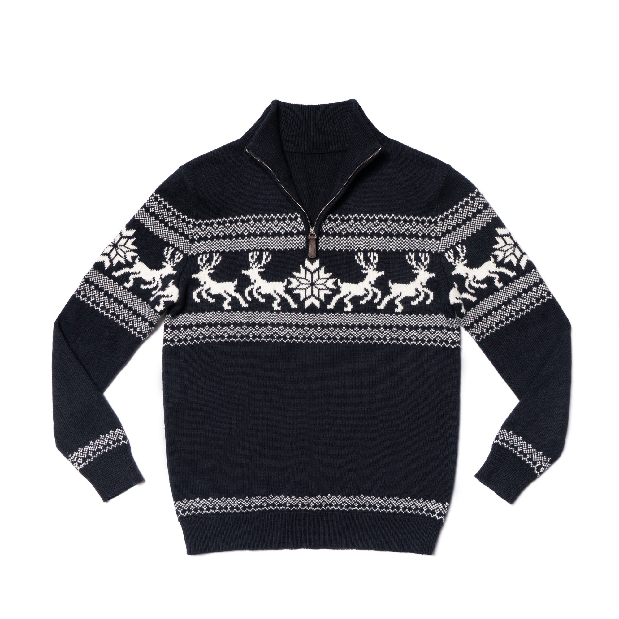 Cotton Wool Blending Patterned Half Zip Jumper