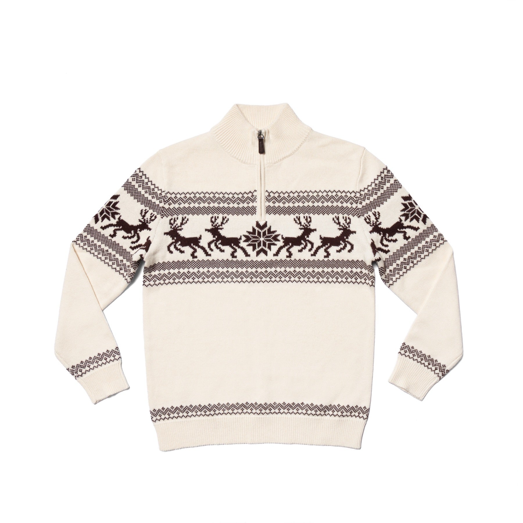 Cotton Wool Blending Patterned Half Zip Jumper