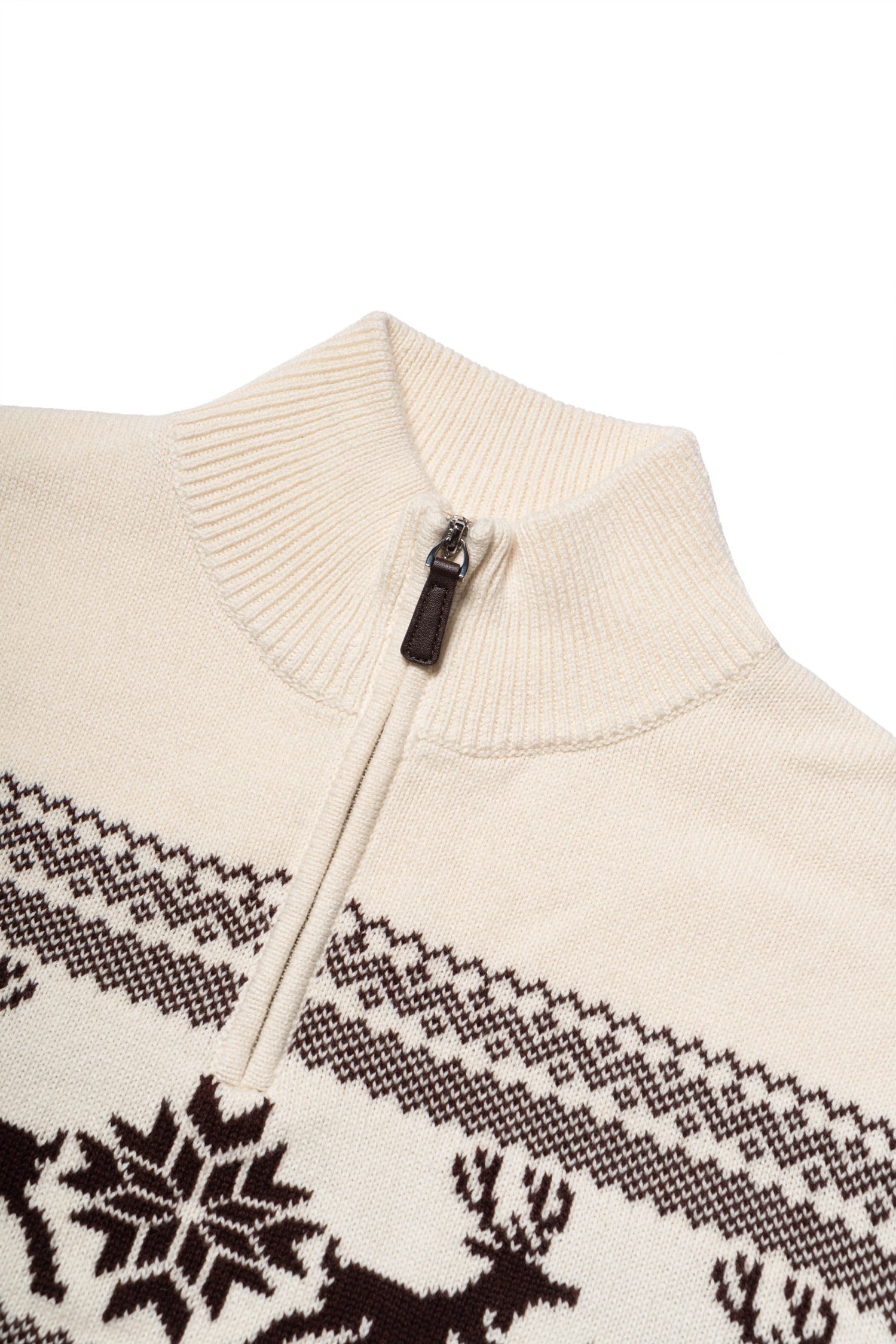 Cotton Wool Blending Patterned Half Zip Jumper