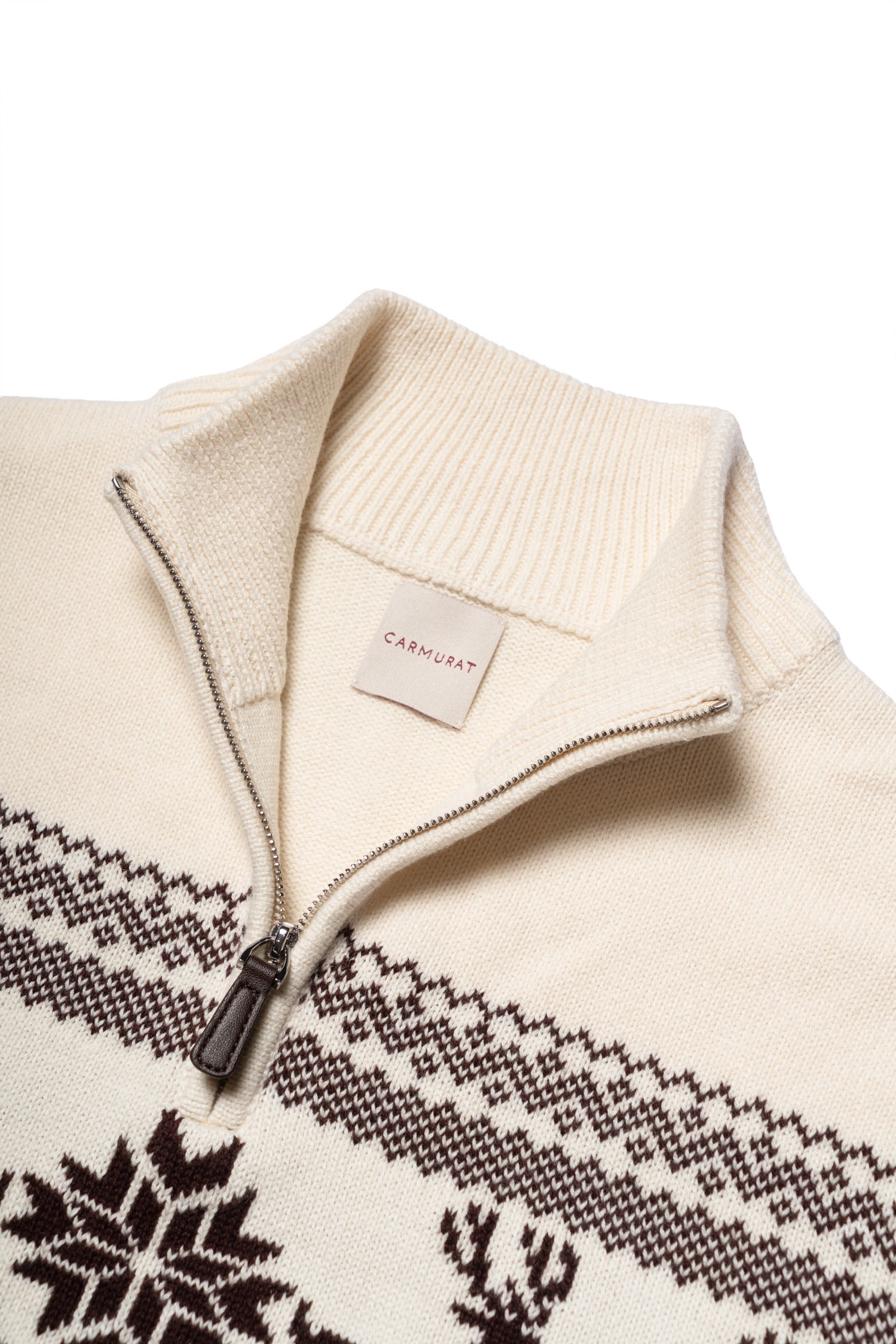 Cotton Wool Blending Patterned Half Zip Jumper