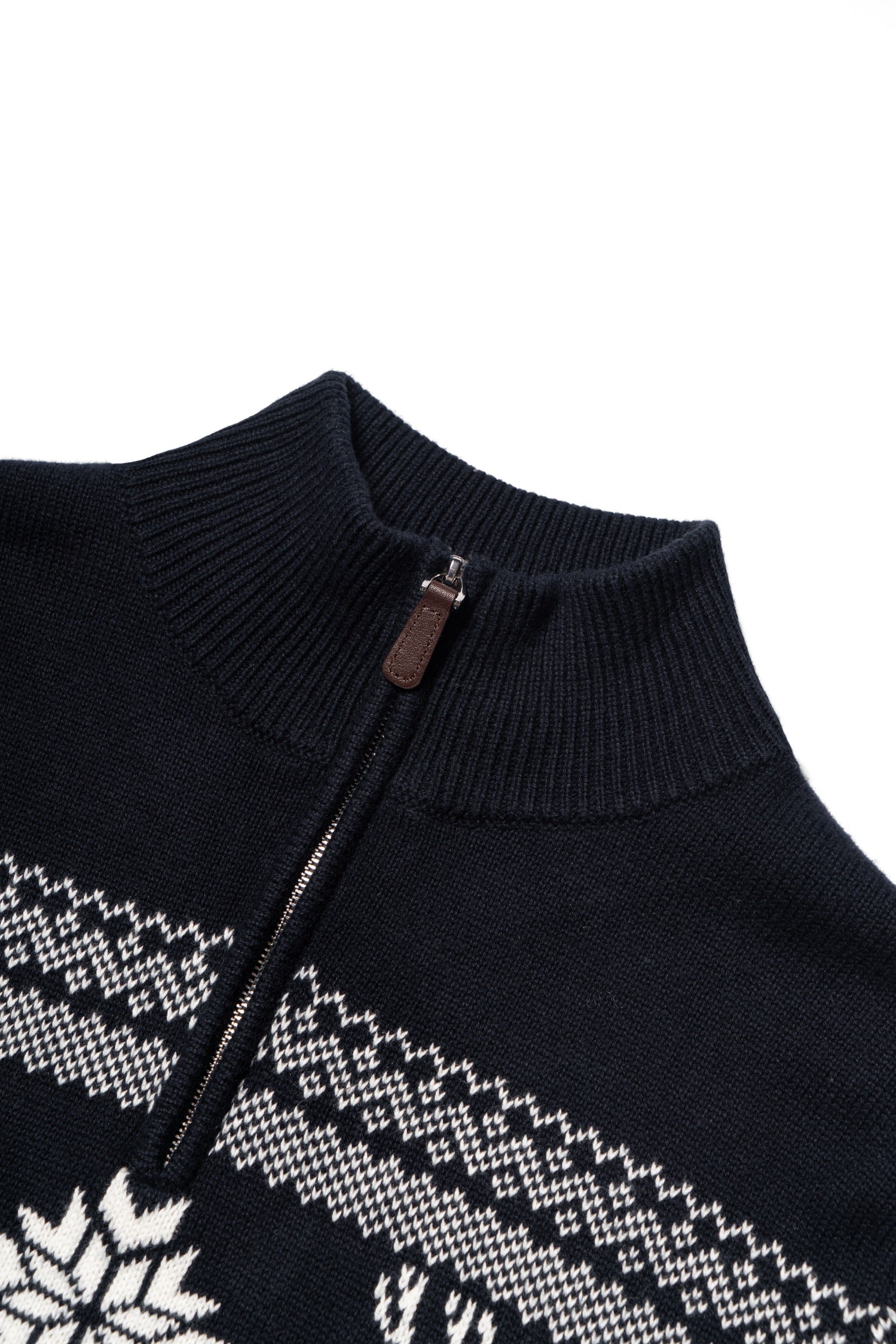 Cotton Wool Blending Patterned Half Zip Jumper