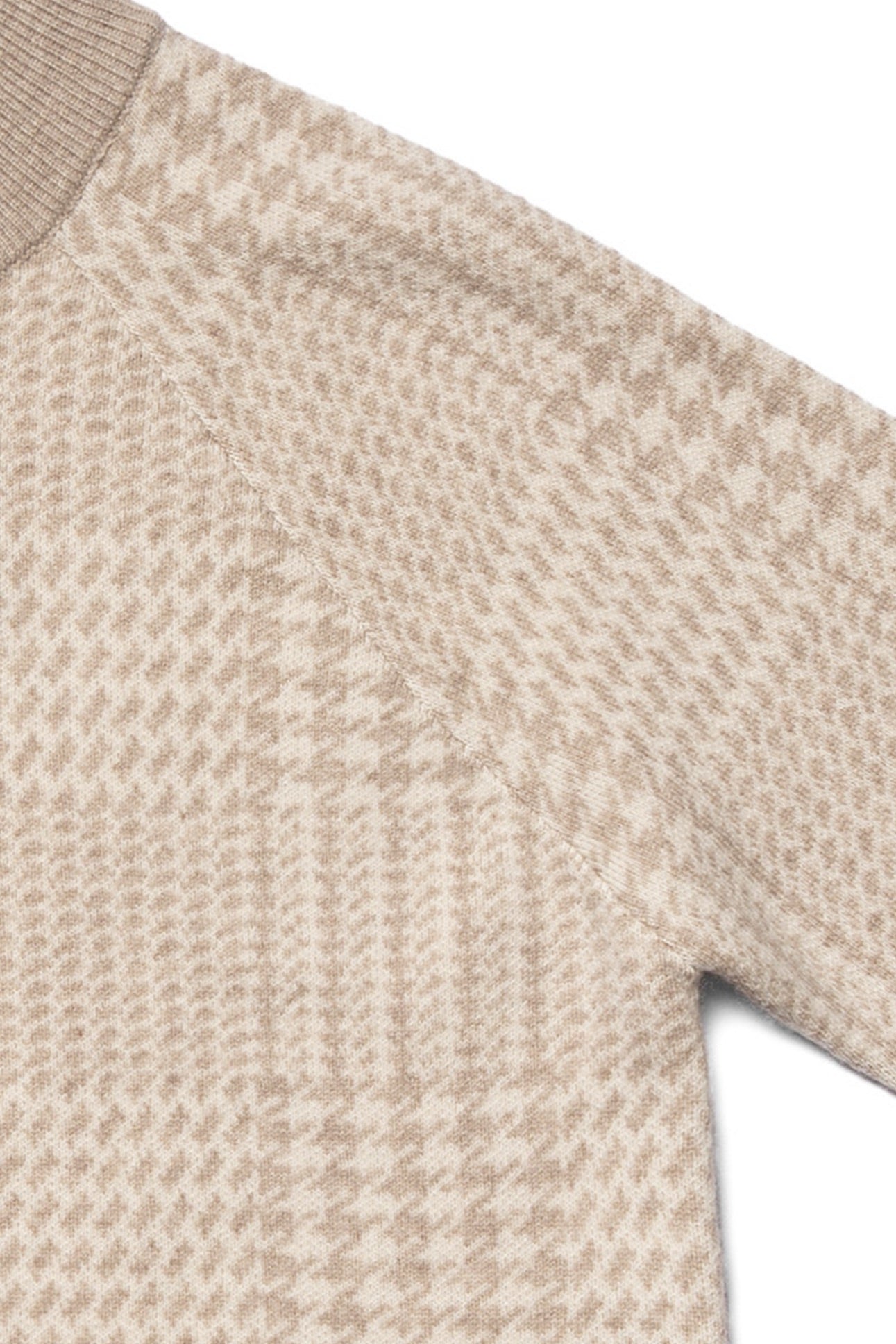 Camel Glen Check 17 Micron Wool Zip Cardigan