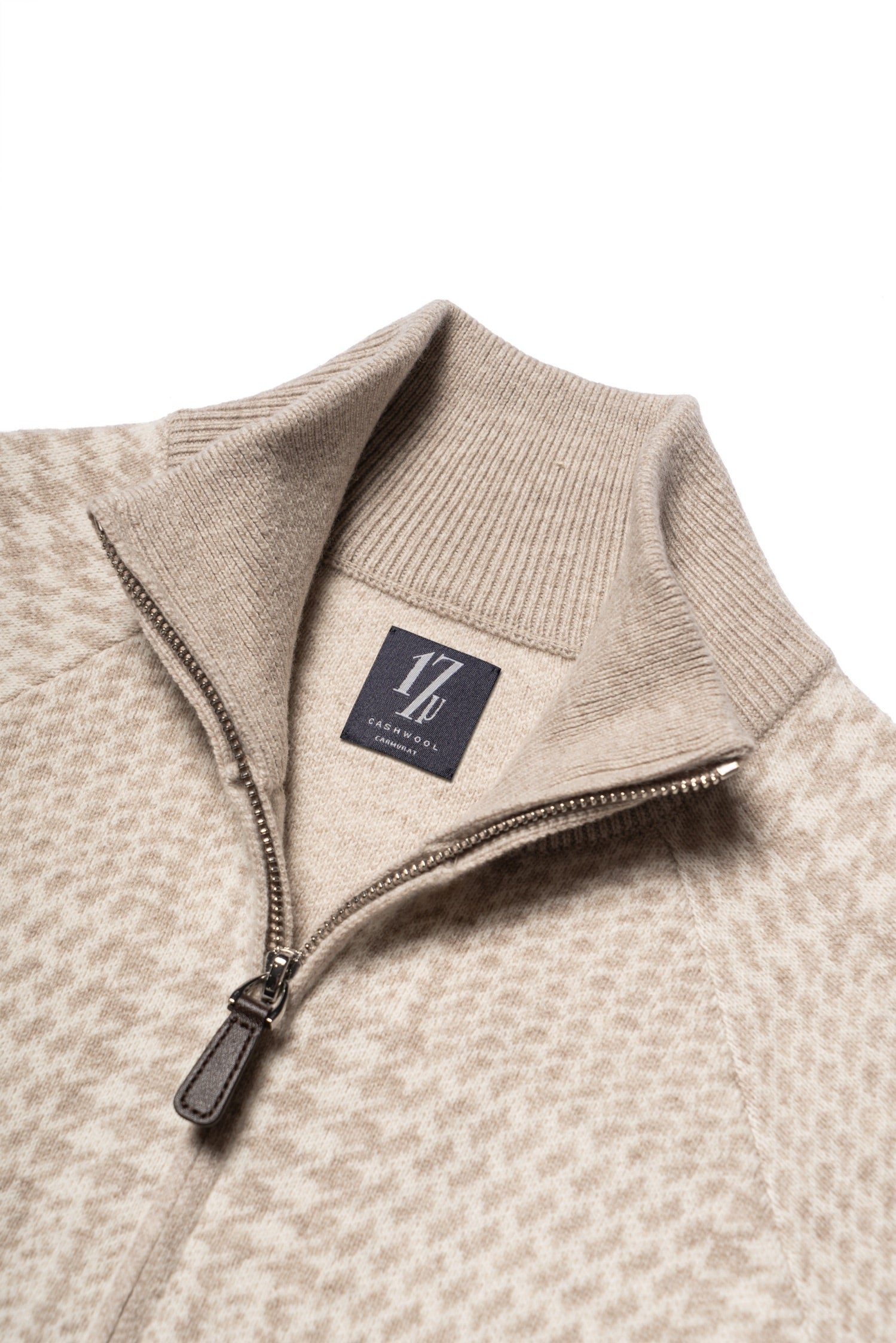 Camel Glen Check 17 Micron Wool Zip Cardigan