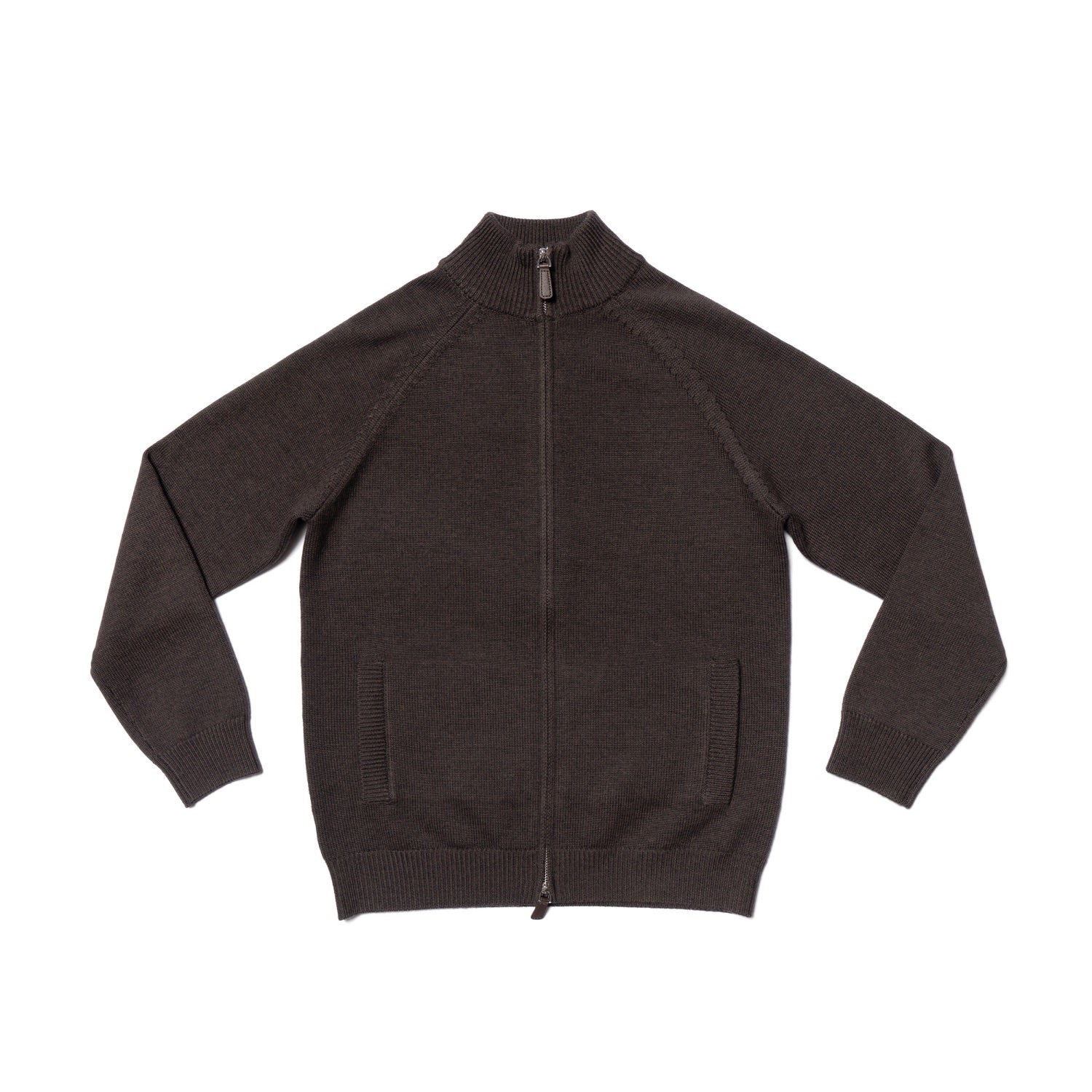 Brown 17 Micron Wool Zip Cardigan
