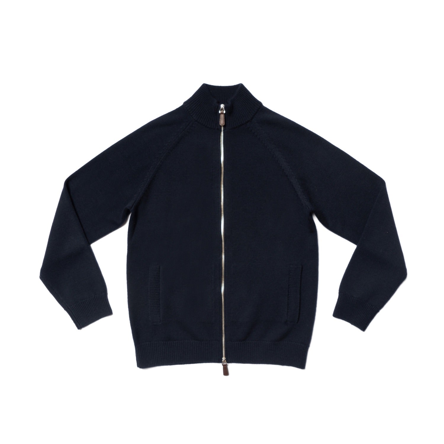 Navy 17 Micron Wool Zip Cardigan