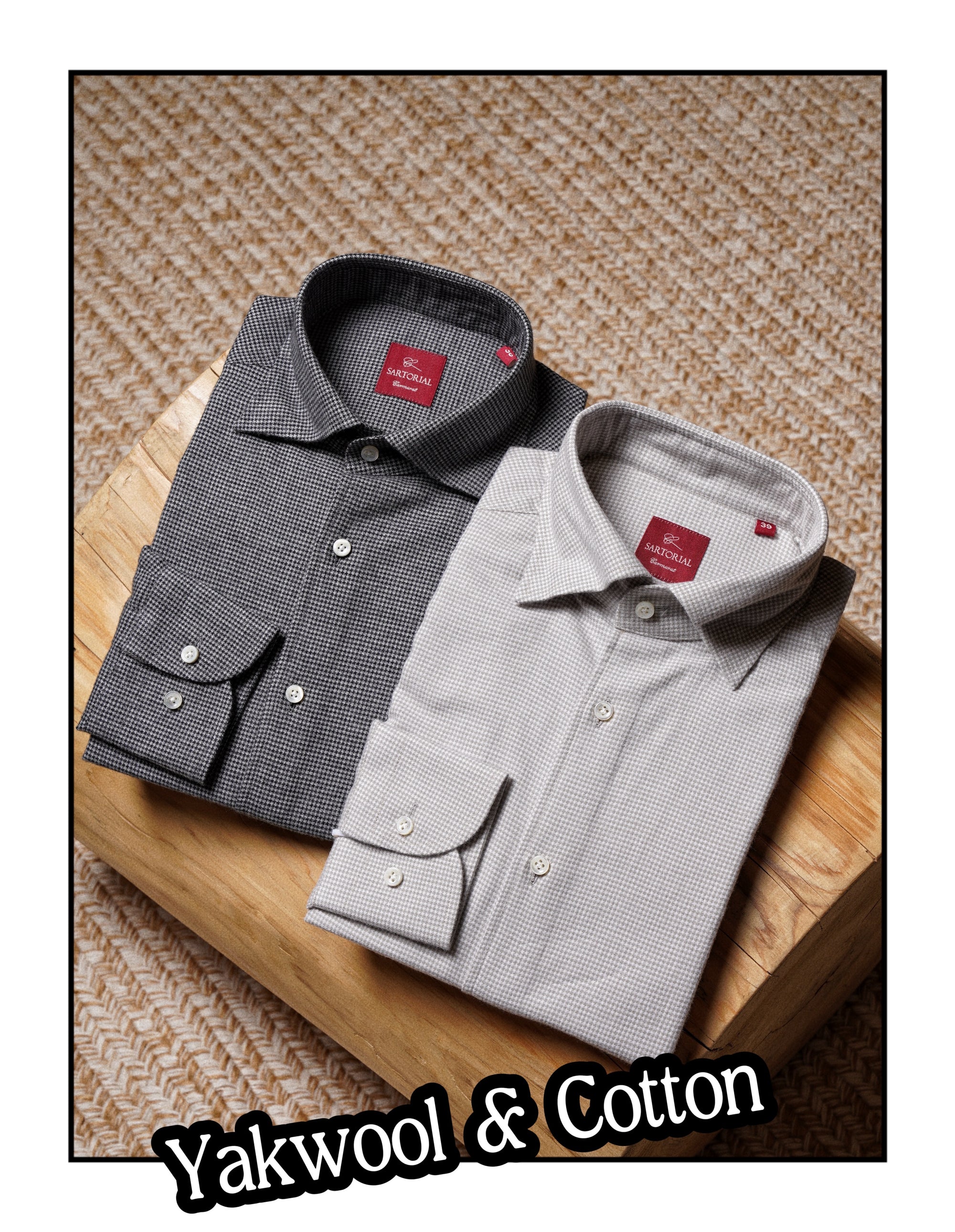 Houndstooth Cotton Yakwool Flannel Shirt 2