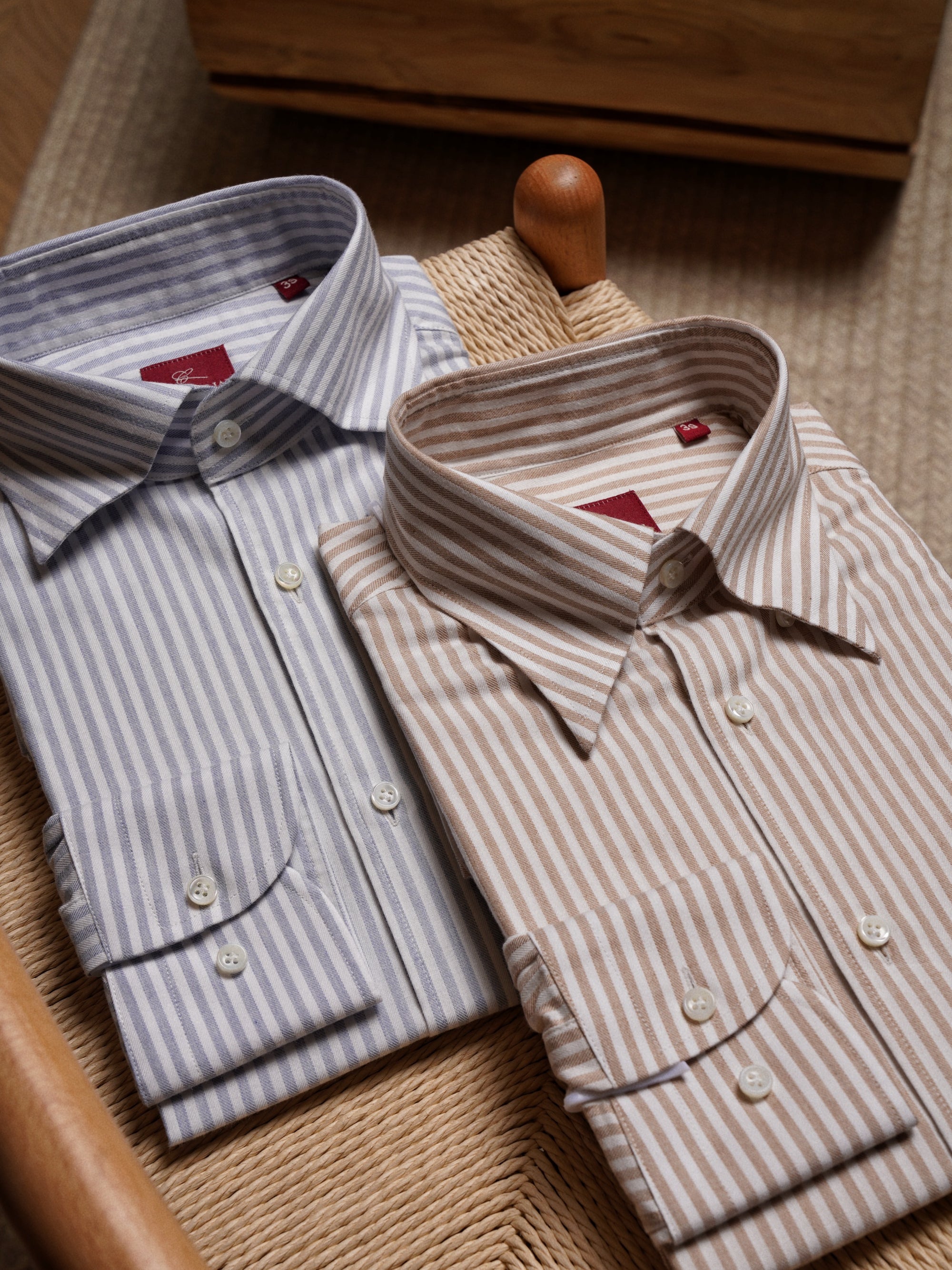 Cotton Blending Stripe Flannel Shirt