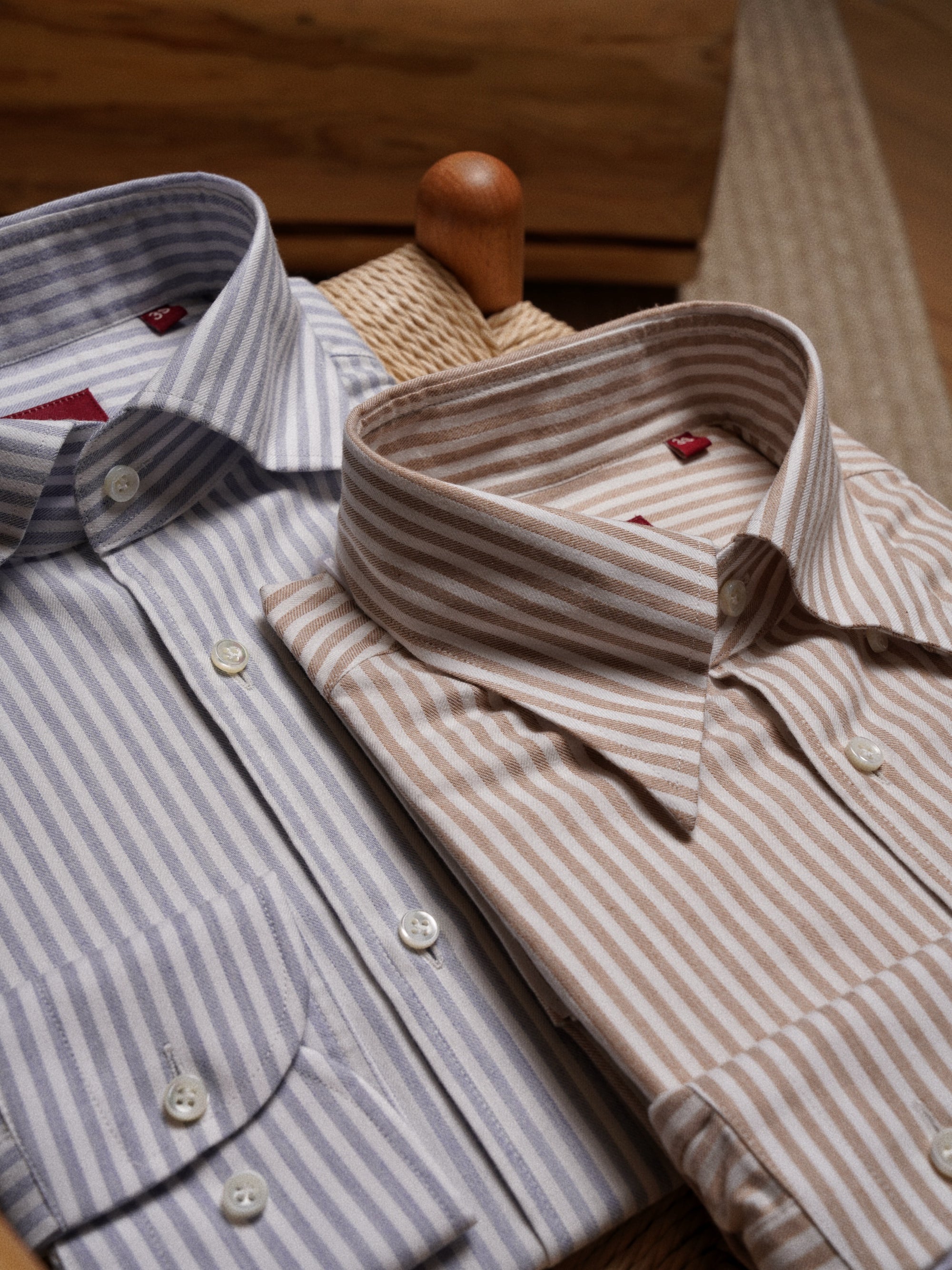 Cotton Blending Stripe Flannel Shirt