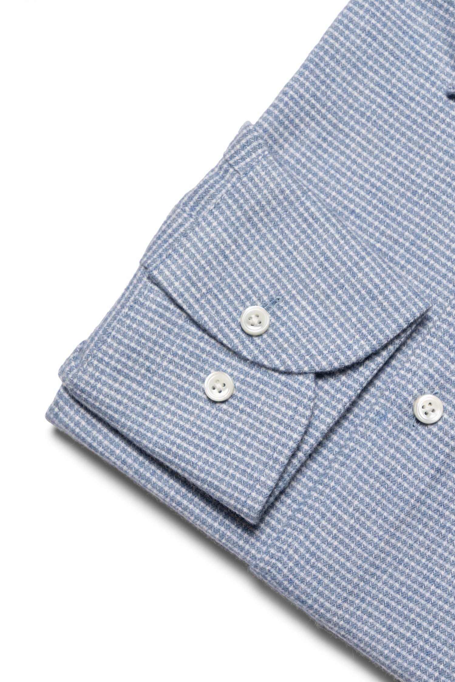 Pale Blue Houndstooth Cotton Yakwool Shirt