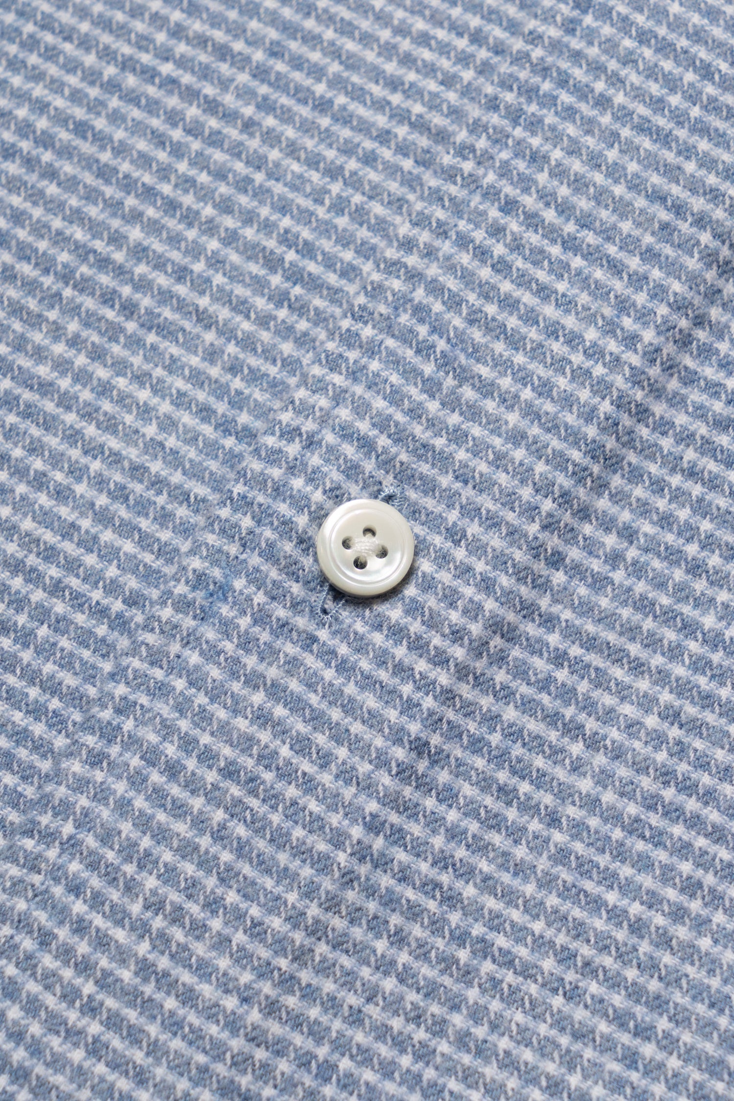 Pale Blue Houndstooth Cotton Yakwool Shirt