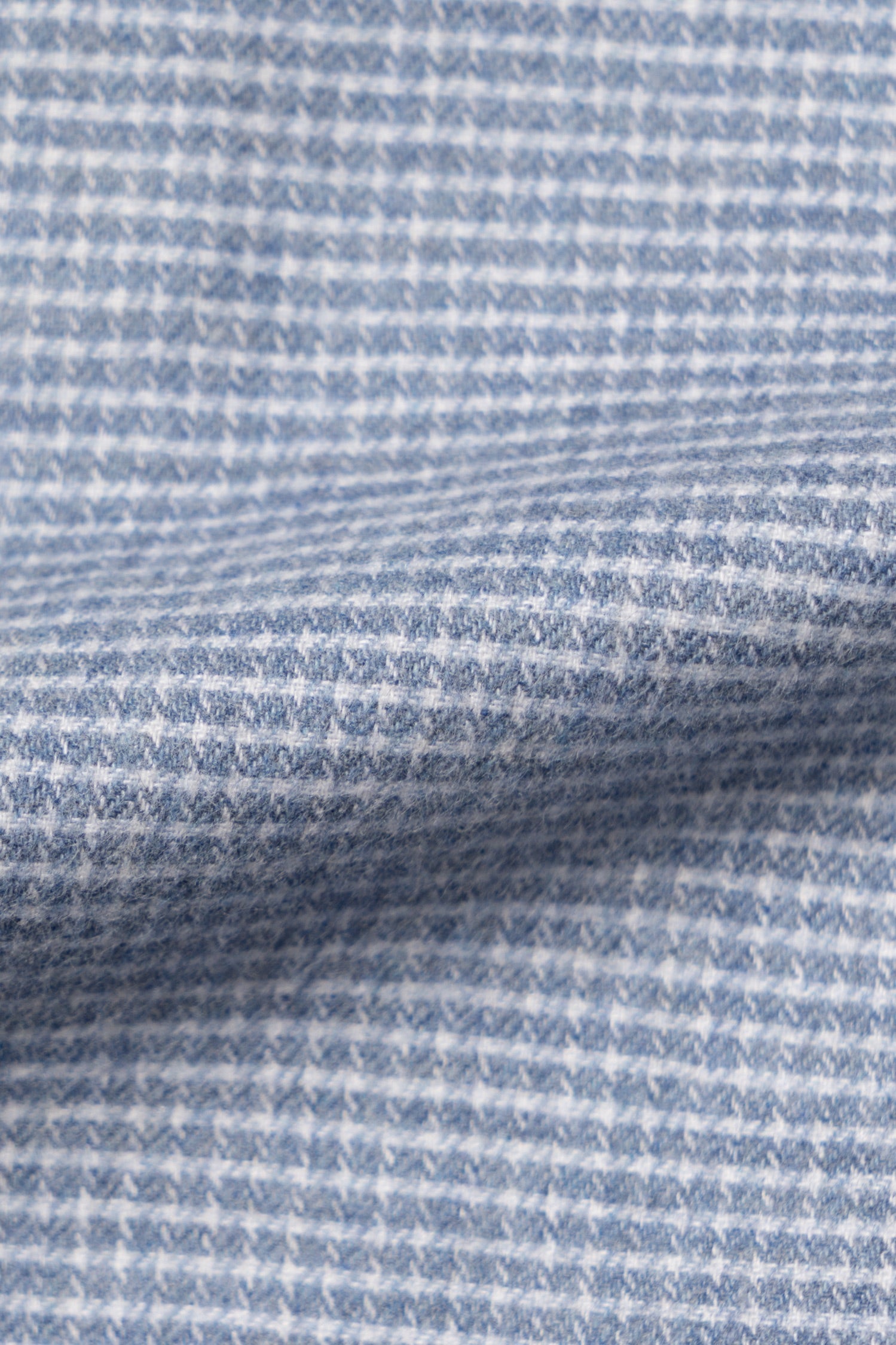 Pale Blue Houndstooth Cotton Yakwool Shirt