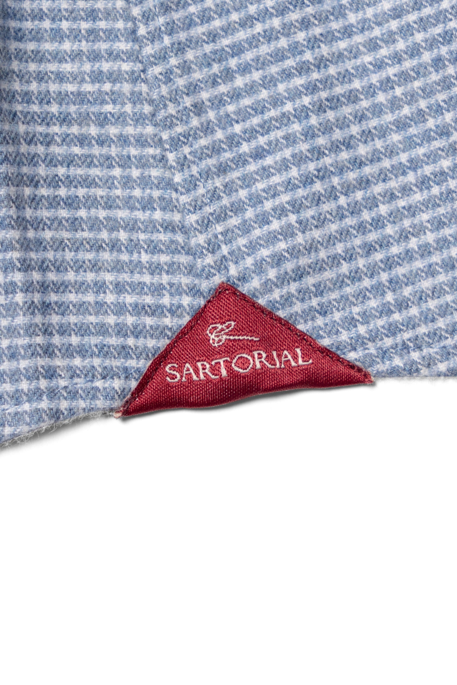 Pale Blue Houndstooth Cotton Yakwool Shirt