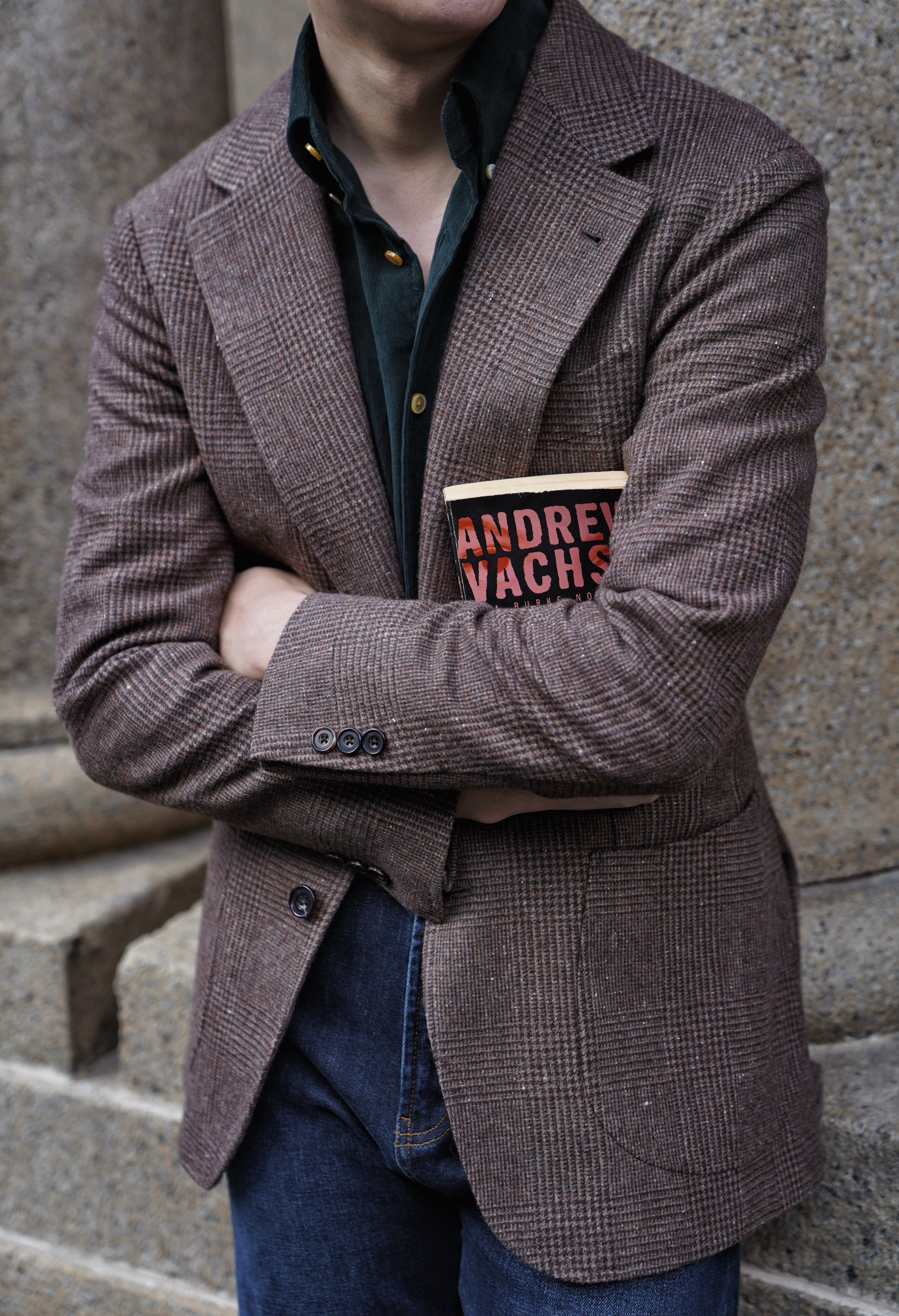 Brown Glen Check Wool Silk Tweed Jacket #931