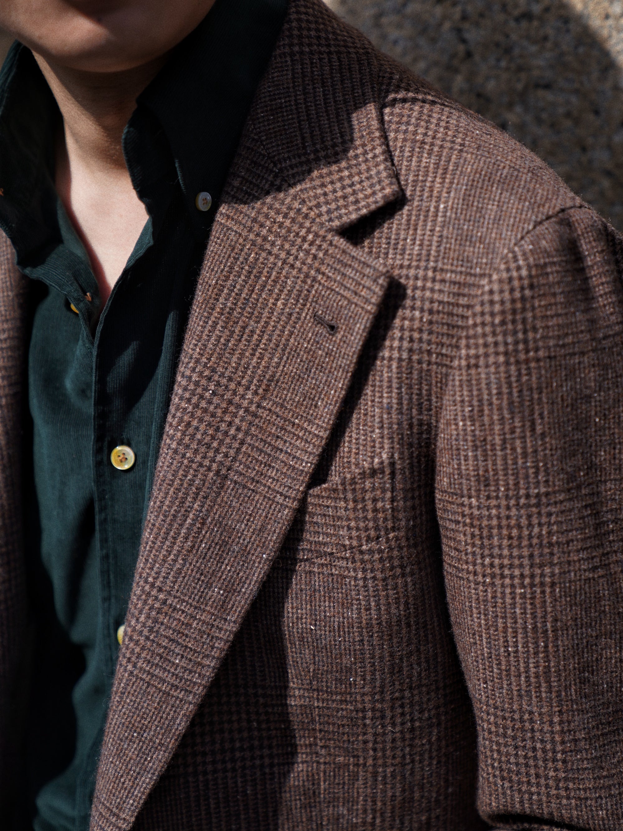 Brown Glen Check Wool Silk Tweed Jacket #931