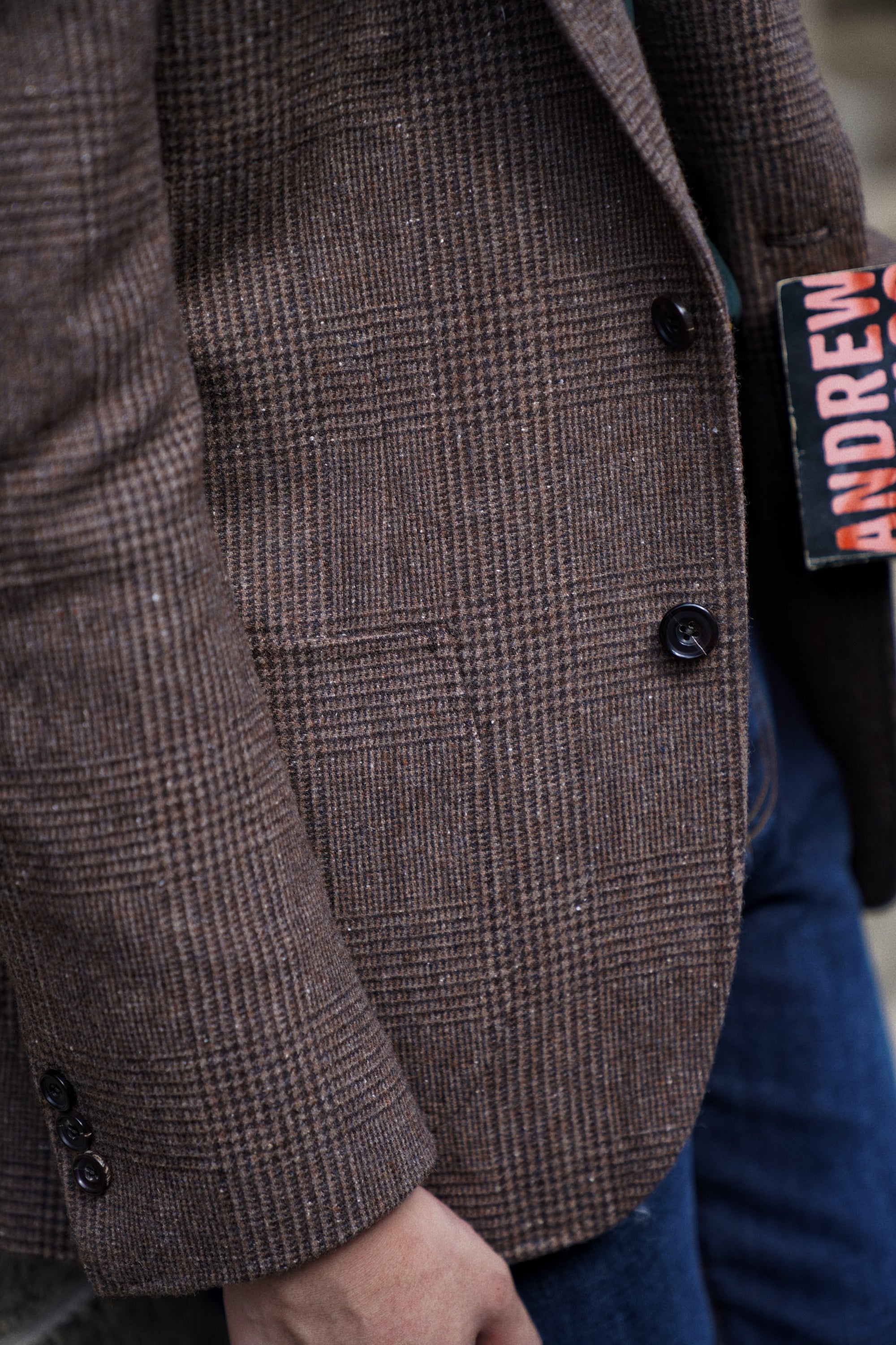 Brown Glen Check Wool Silk Tweed Jacket #931