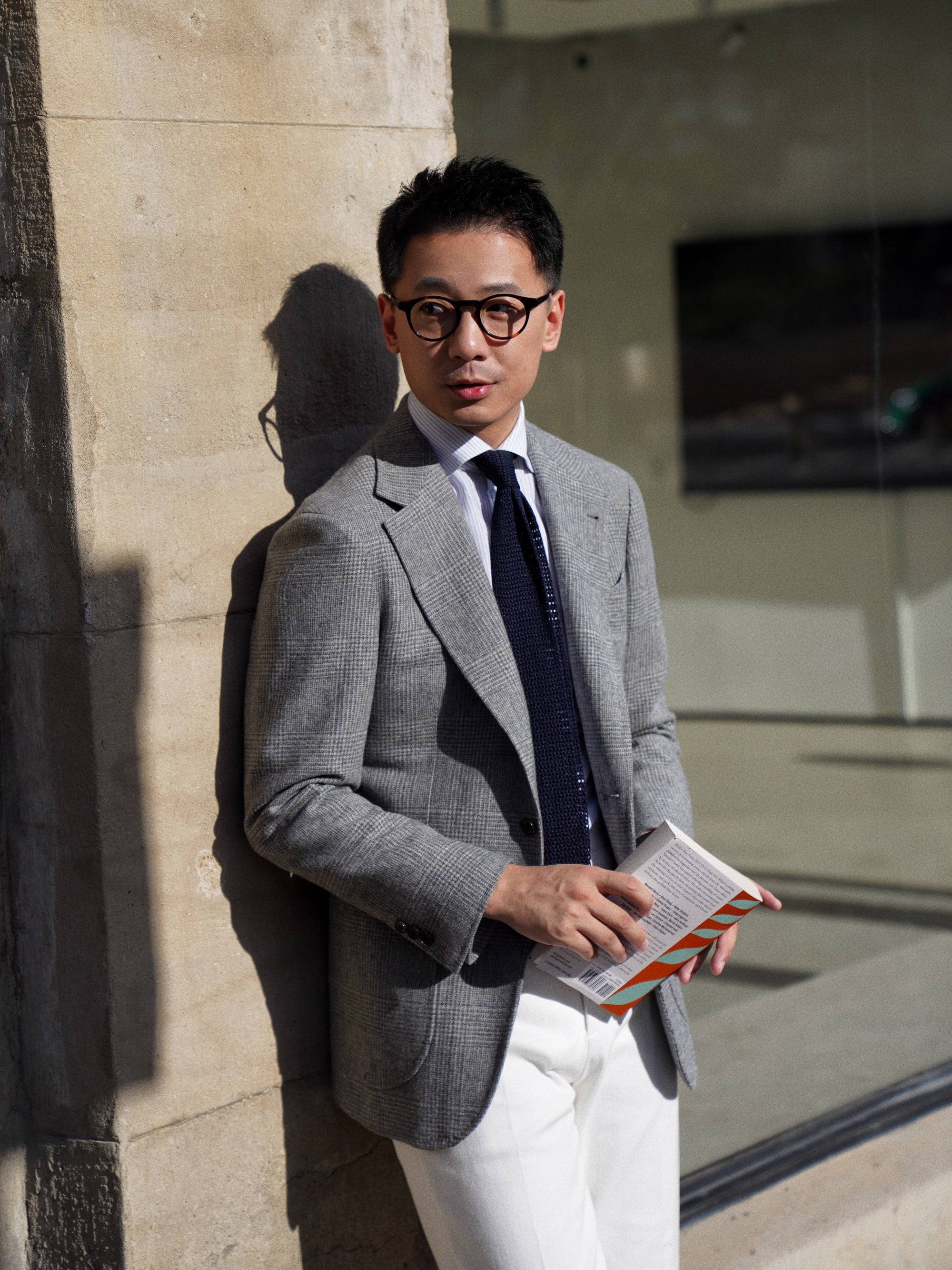 Grey Glen Check Wool Silk Tweed Jacket #929